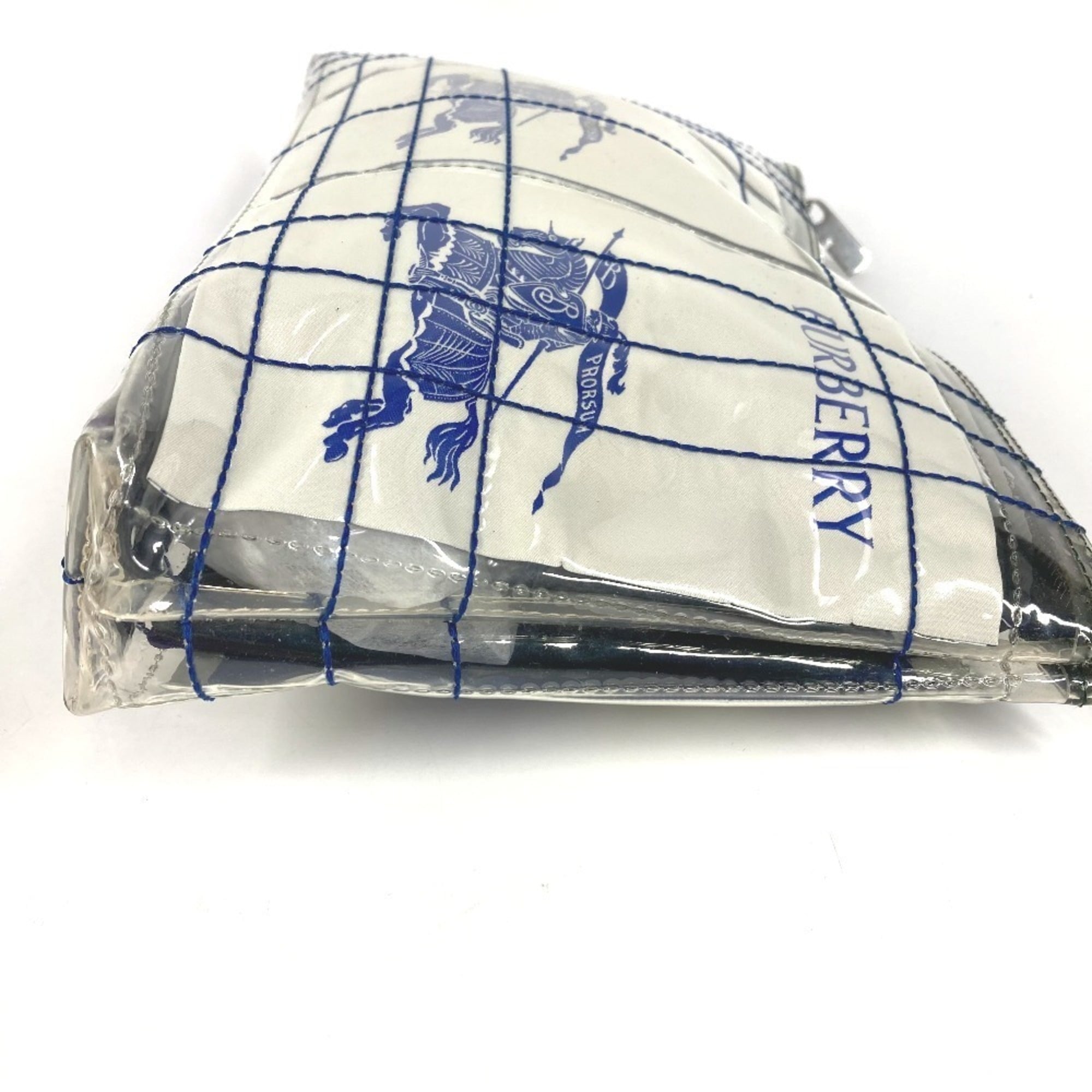 Burberry Blue Clear Vinyl Clutch Bag Handbag Pouch (Pre-Owned)
