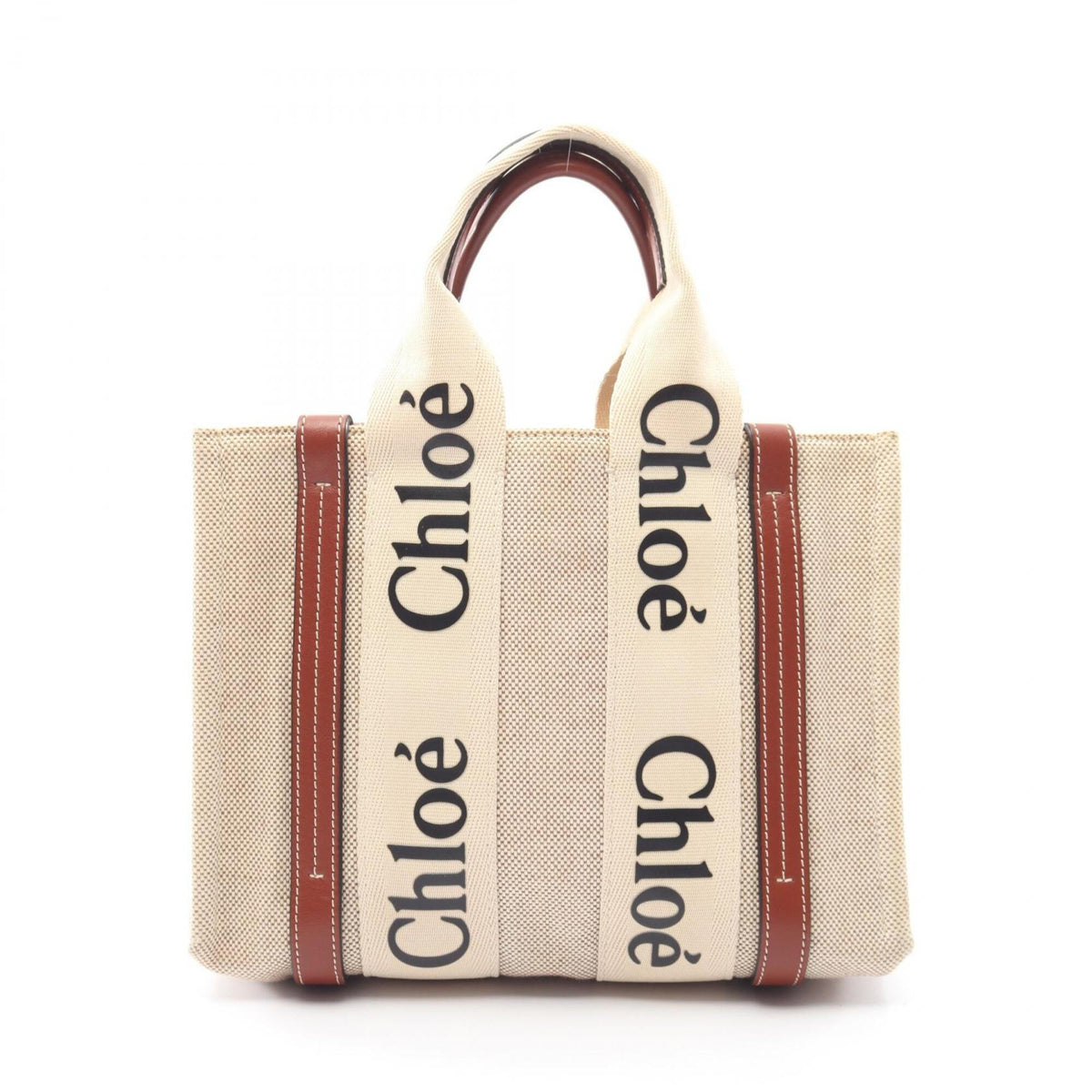 Chloé Brown Ivory Canvas Handbag (Pre-Owned)