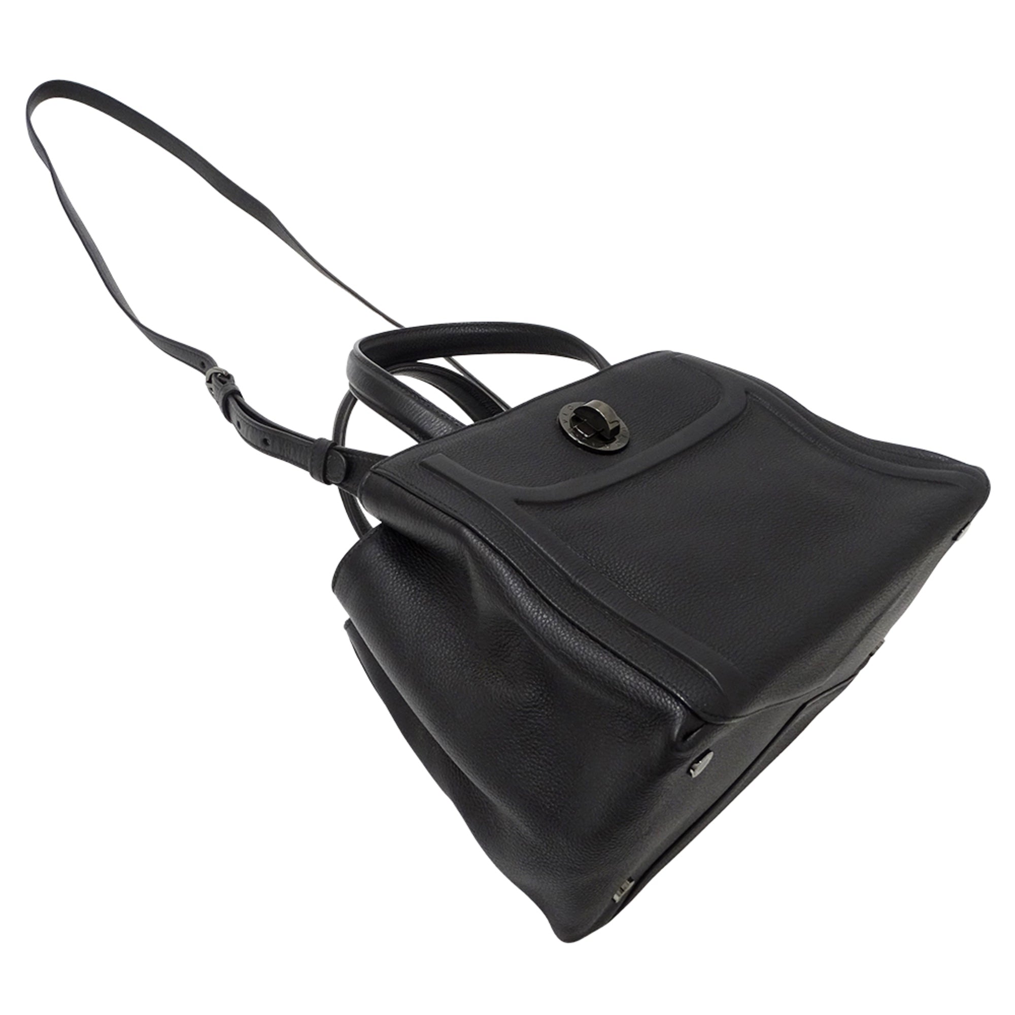 Bvlgari Black Leather Handbag Shoulder Bag (Pre-Owned)