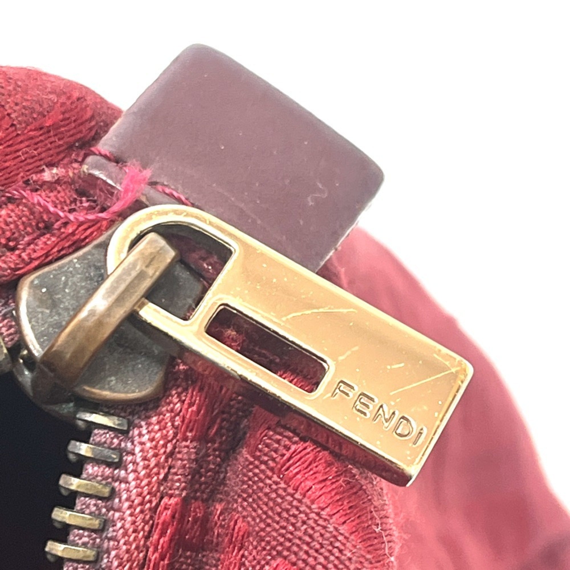 Fendi Red Color Canvas Handbag (Pre-Owned)