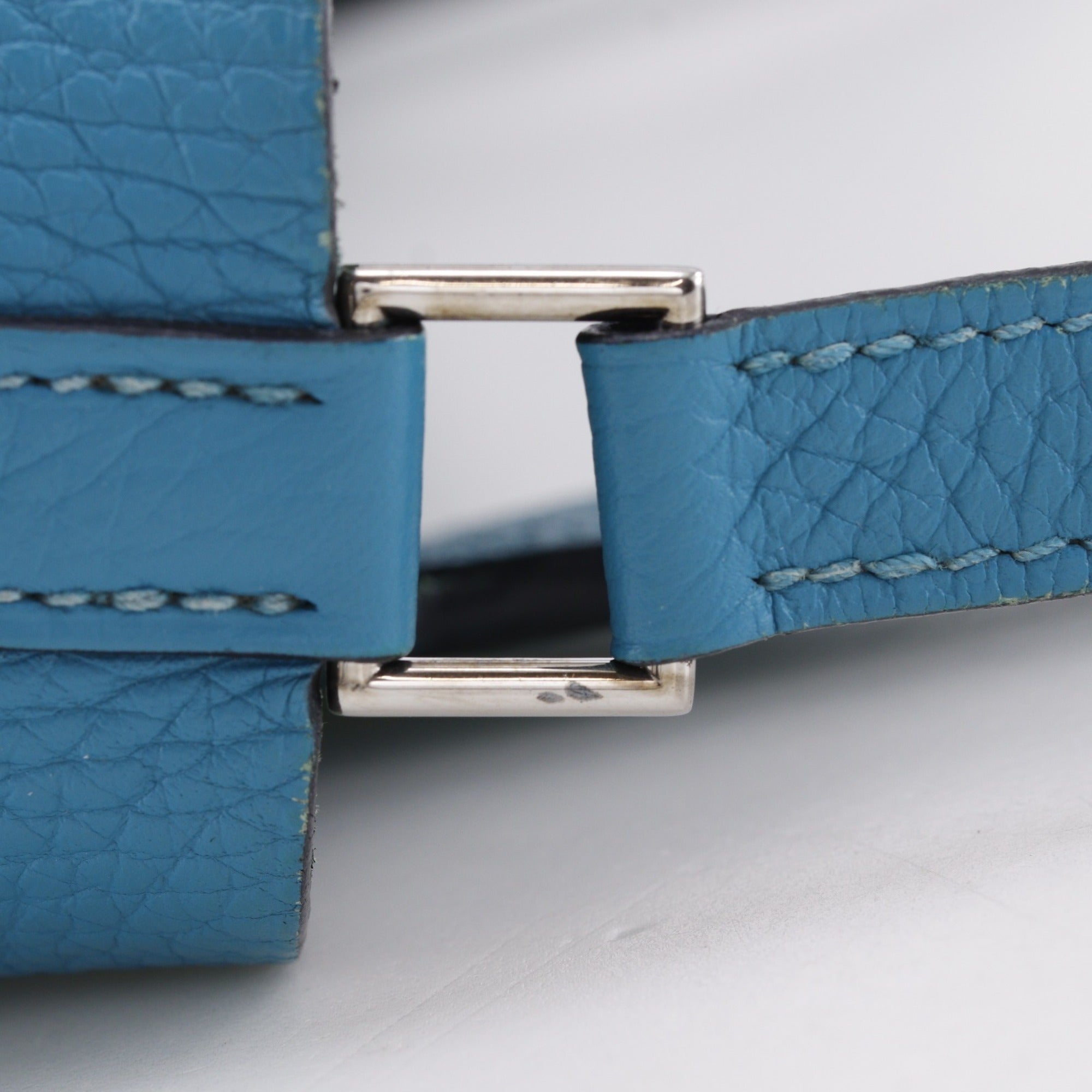 Hermes Blue Green Taurillon Clemence Leather Handbag (Pre-Owned)