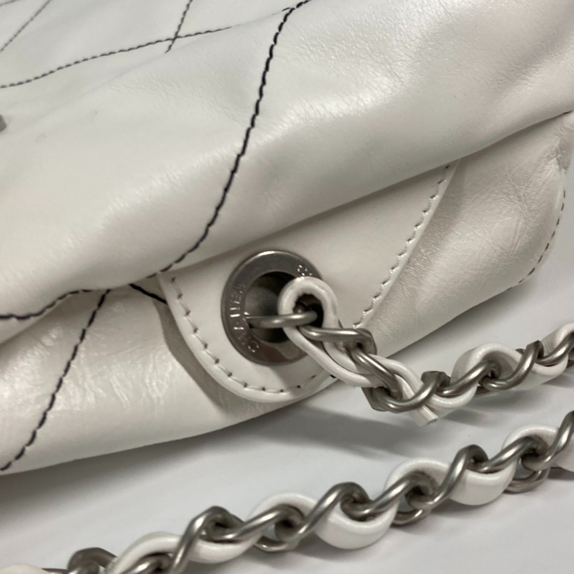 Chanel Black White Leather Backpack (Pre-Owned)