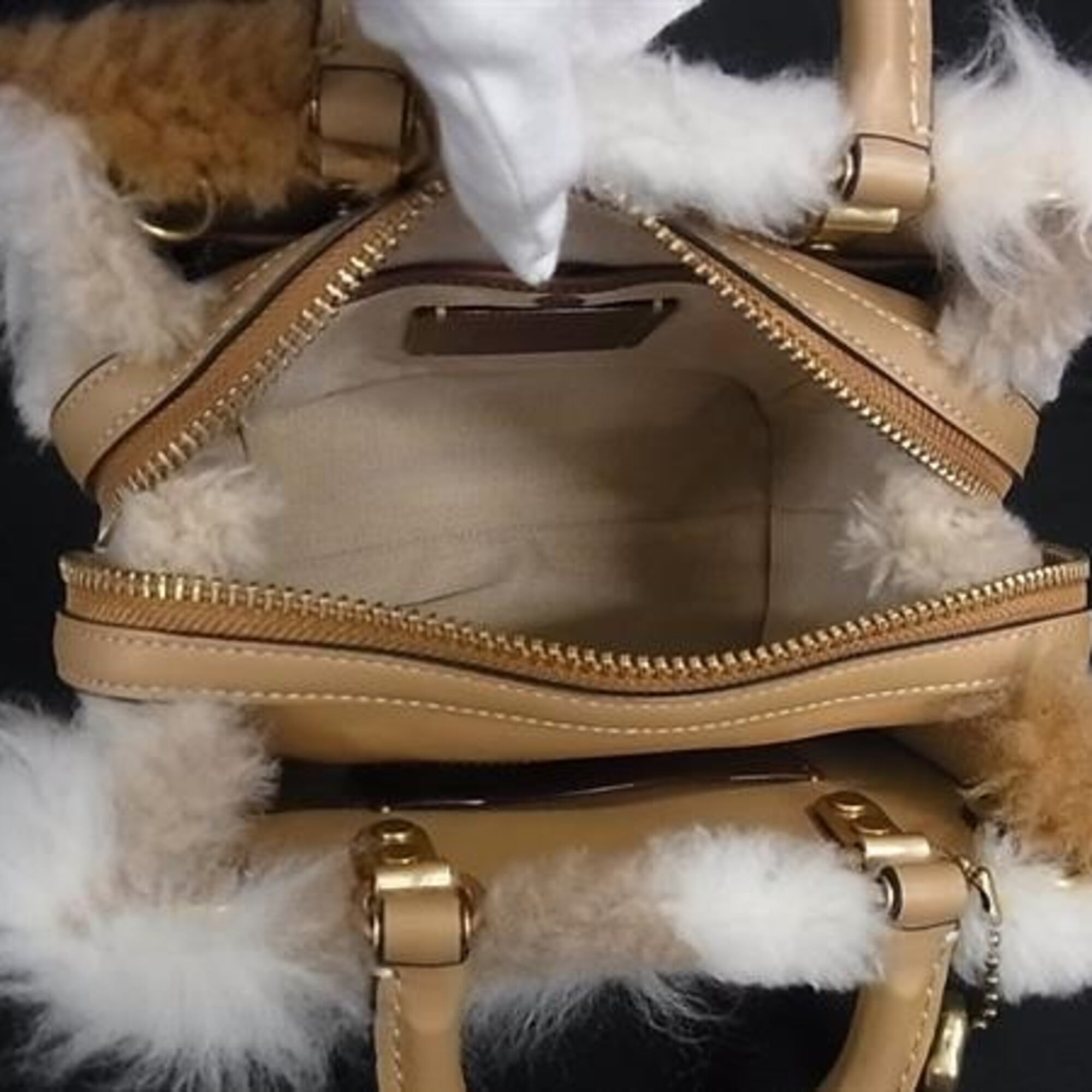 Coach Beige Brown White Handbag Shoulder Bag (Pre-Owned)
