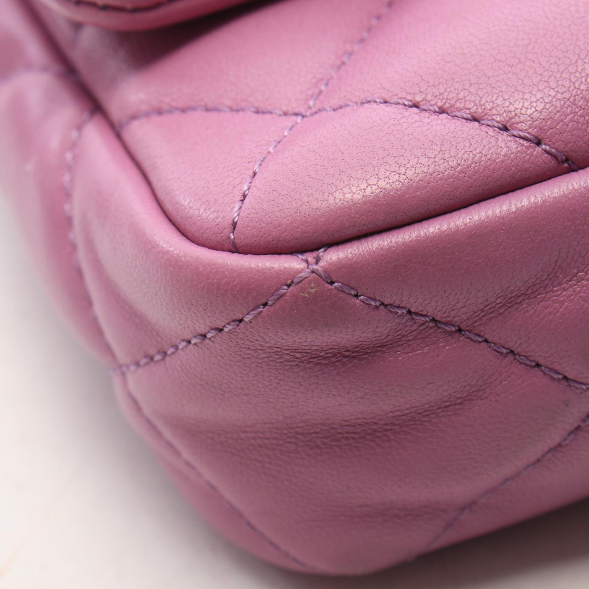 Chanel Purple Leather Handbag Shoulder Bag (Pre-Owned)