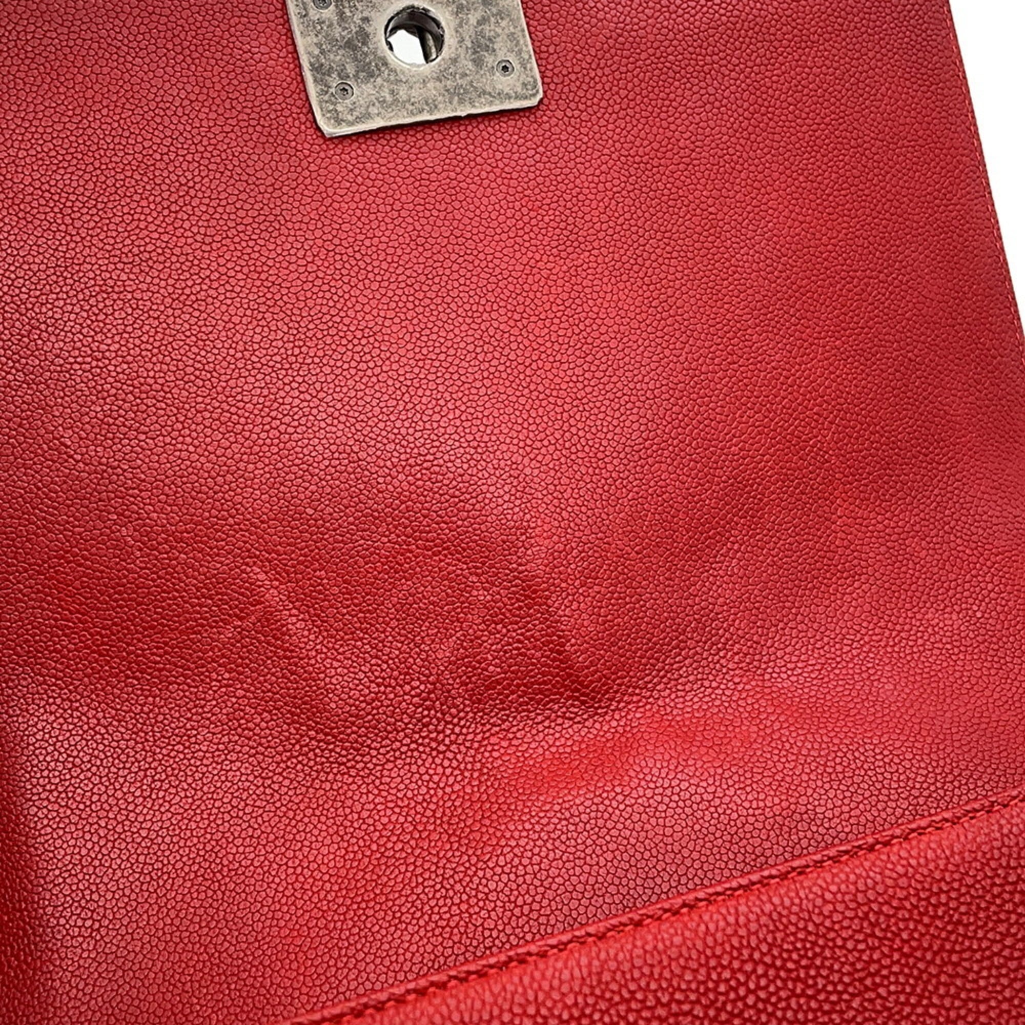 Chanel Matelasse Red Color Grained Calfskin Shoulder Bag (Pre-Owned)