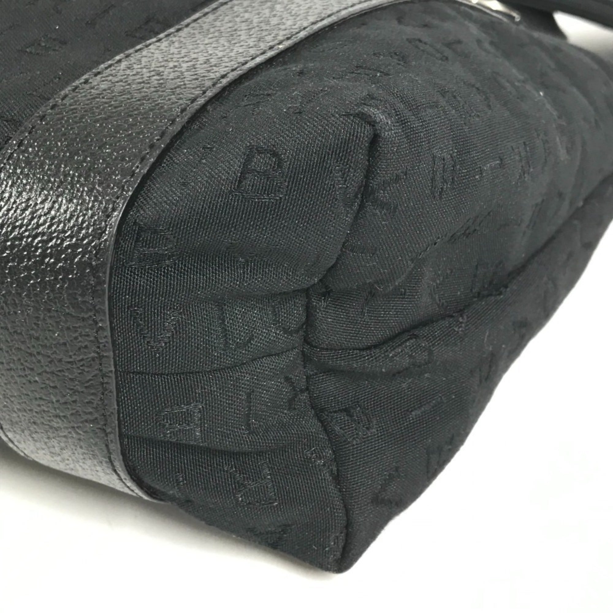 Bvlgari Logomania Black Leather Canvas Handbag Tote Bag (Pre-Owned)