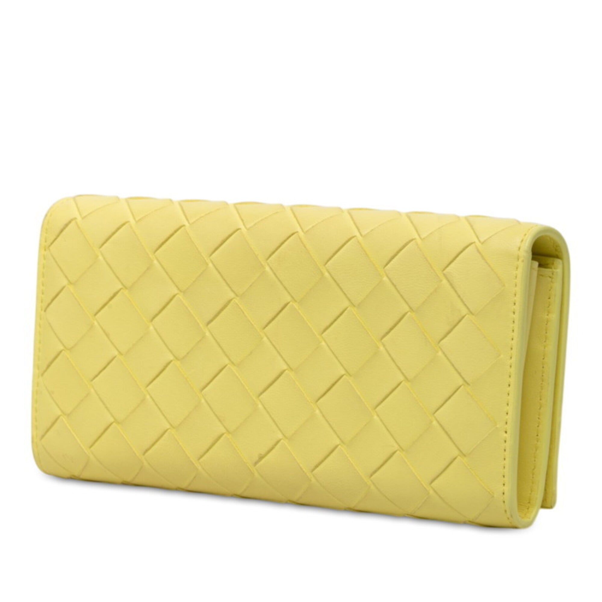 Bottega Veneta Yellow Leather Long Wallet (Bi-Fold) (Pre-Owned)
