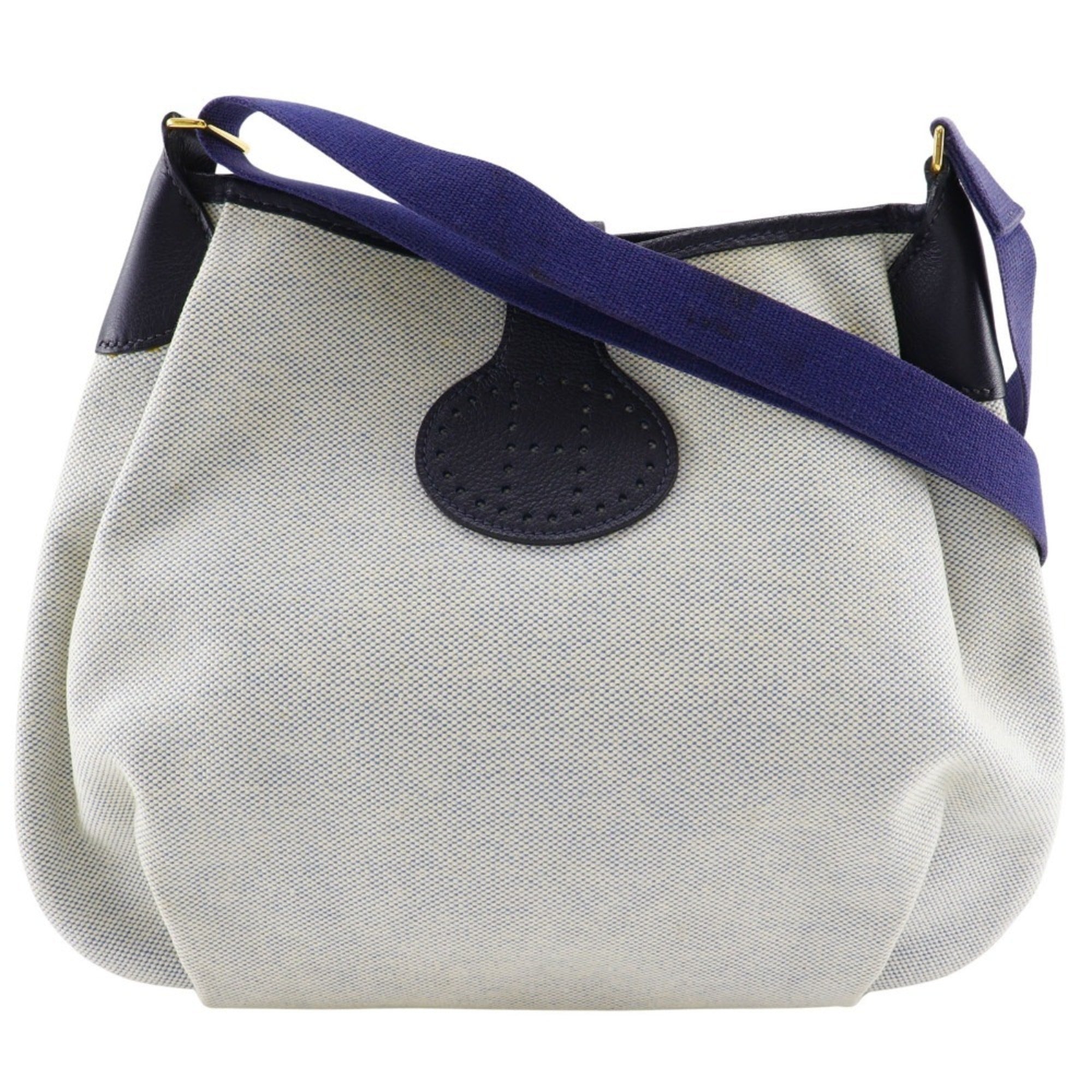 Hermes Gray Navy Toile H Shoulder Bag (Pre-Owned)