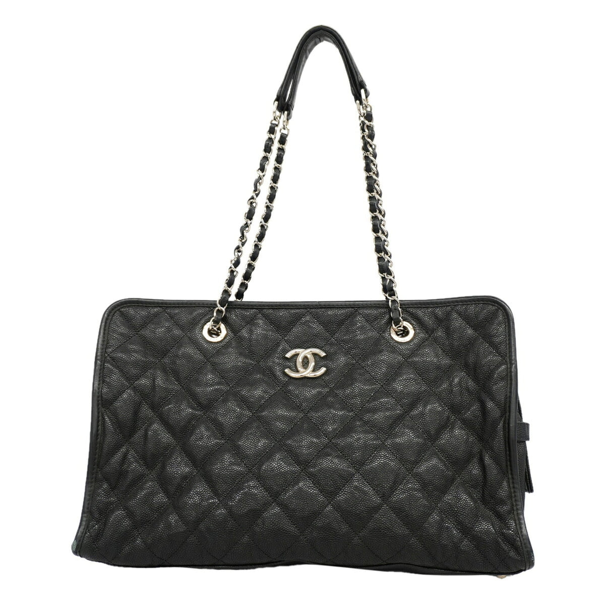 Chanel Black Grained Calfskin Shoulder Bag (Pre-Owned)