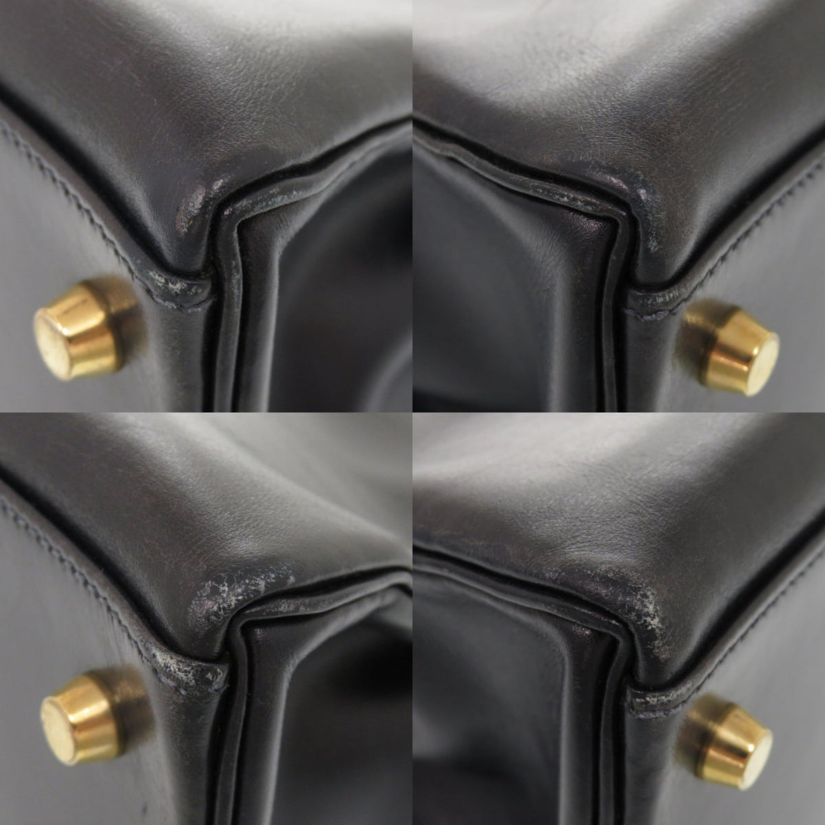 Hermes Navy Box Calf Leather Handbag (Pre-Owned)