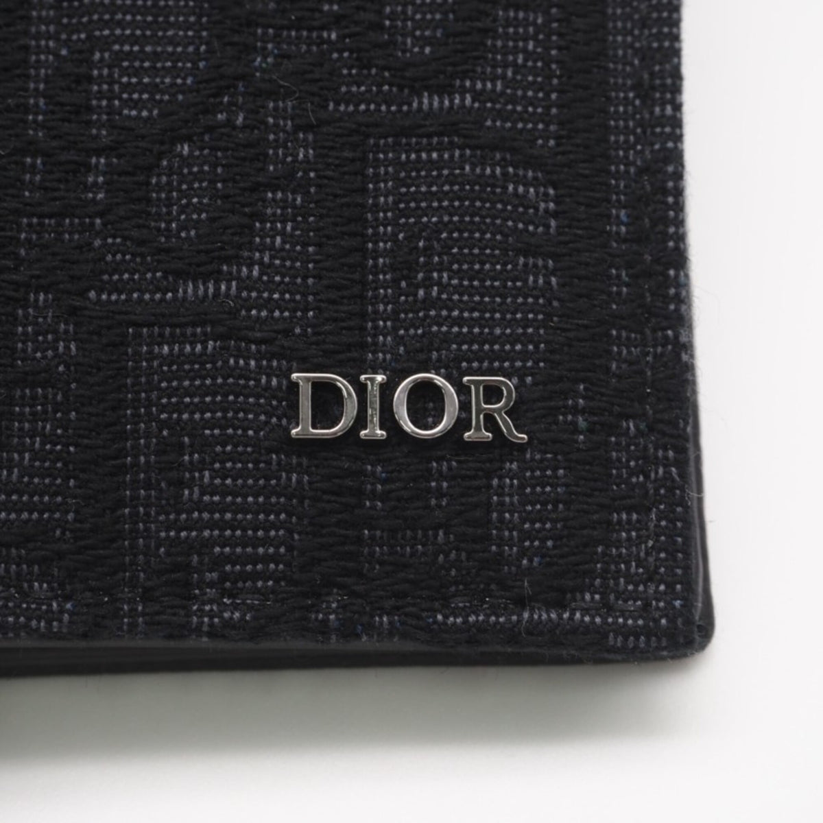 Christian Dior Navy Black Canvas Leather Wallet (Bi-Fold) (Pre-Owned)