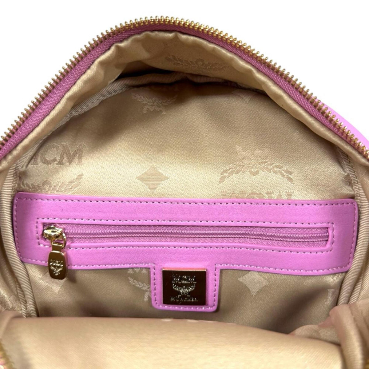 Mcm Visetos Brown Pink Coated Canvas Pvc Backpack Pouch (Pre-Owned)