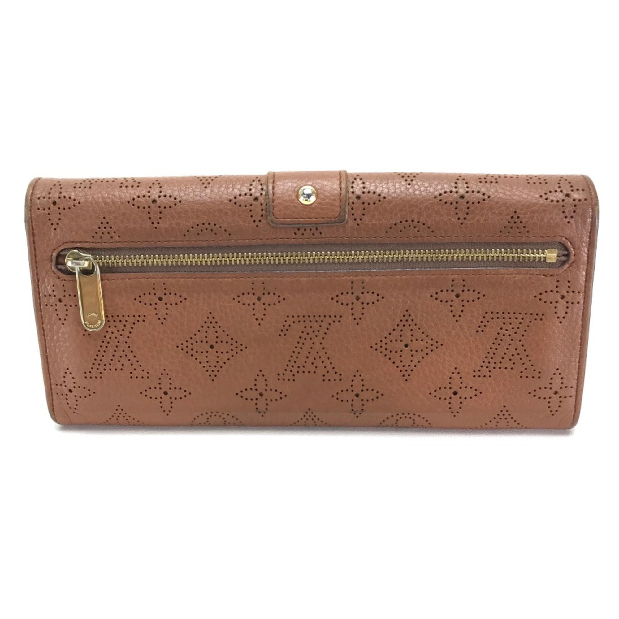 Louis Vuitton Mahina Brown Cognac Mahina Leather Long Wallet (Bi-Fold) (Pre-Owned)