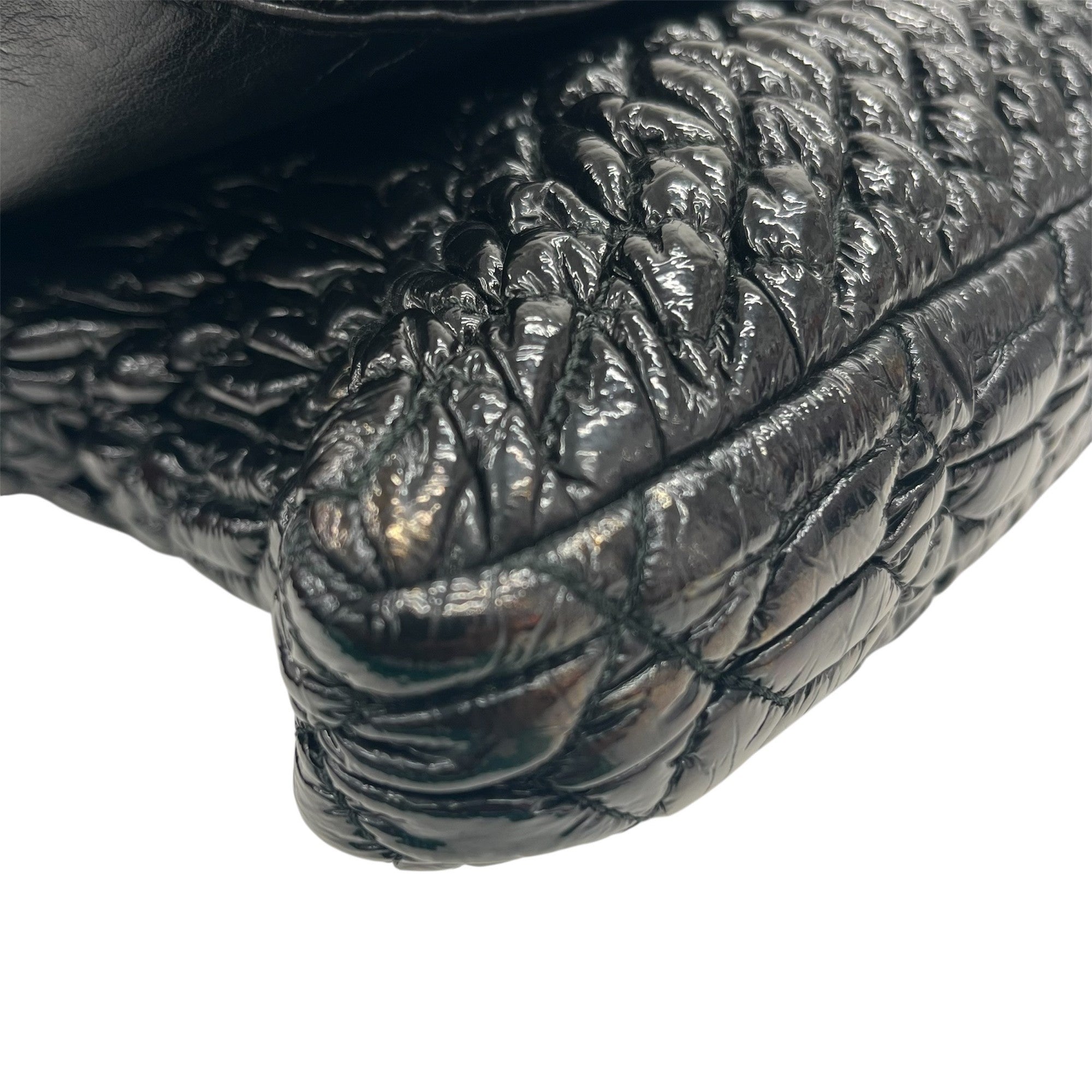 Miu Miu Matelasse Black Patent Leather Clutch Bag Shoulder Bag (Pre-Owned)