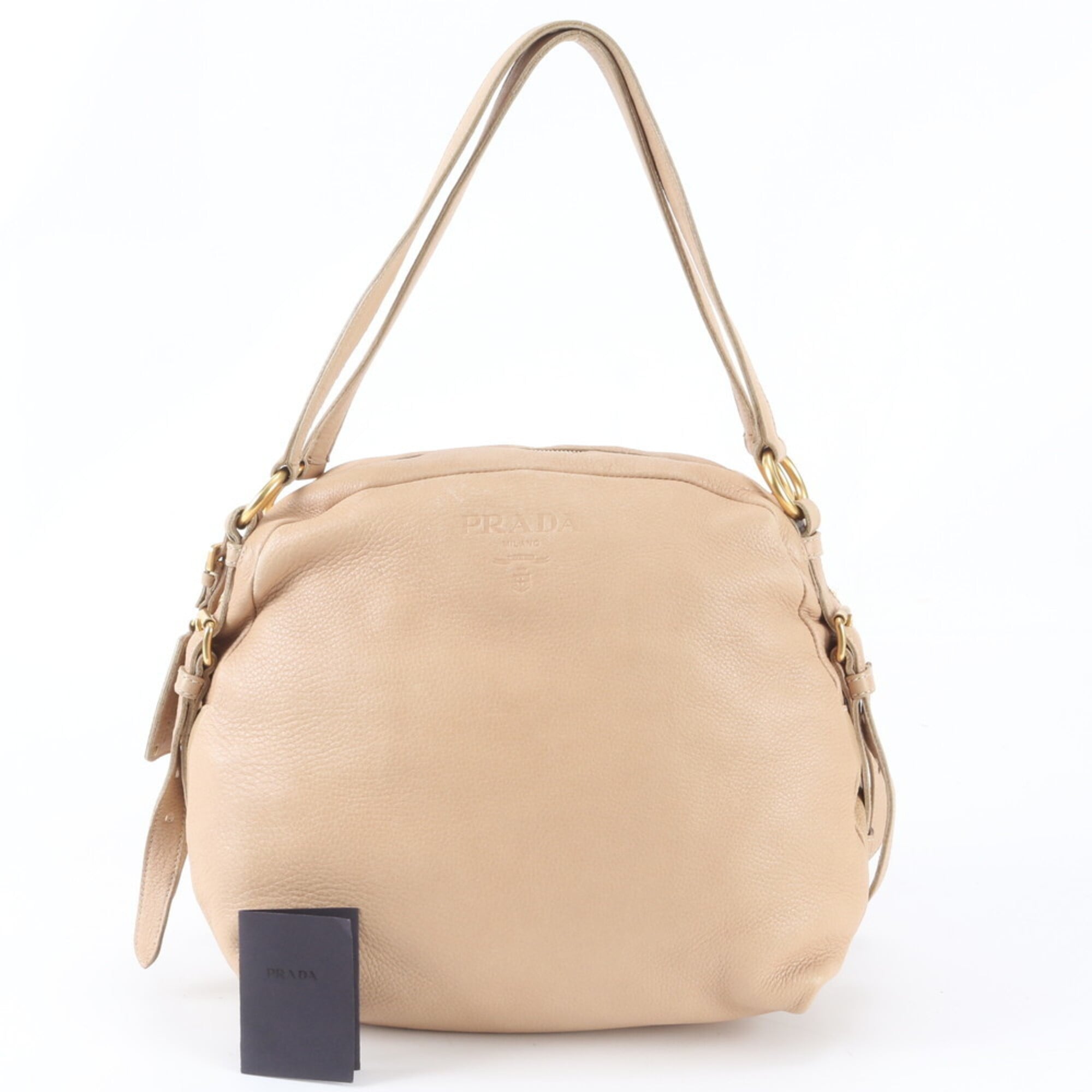 Prada Beige Leather Handbag Tote Bag (Pre-Owned)