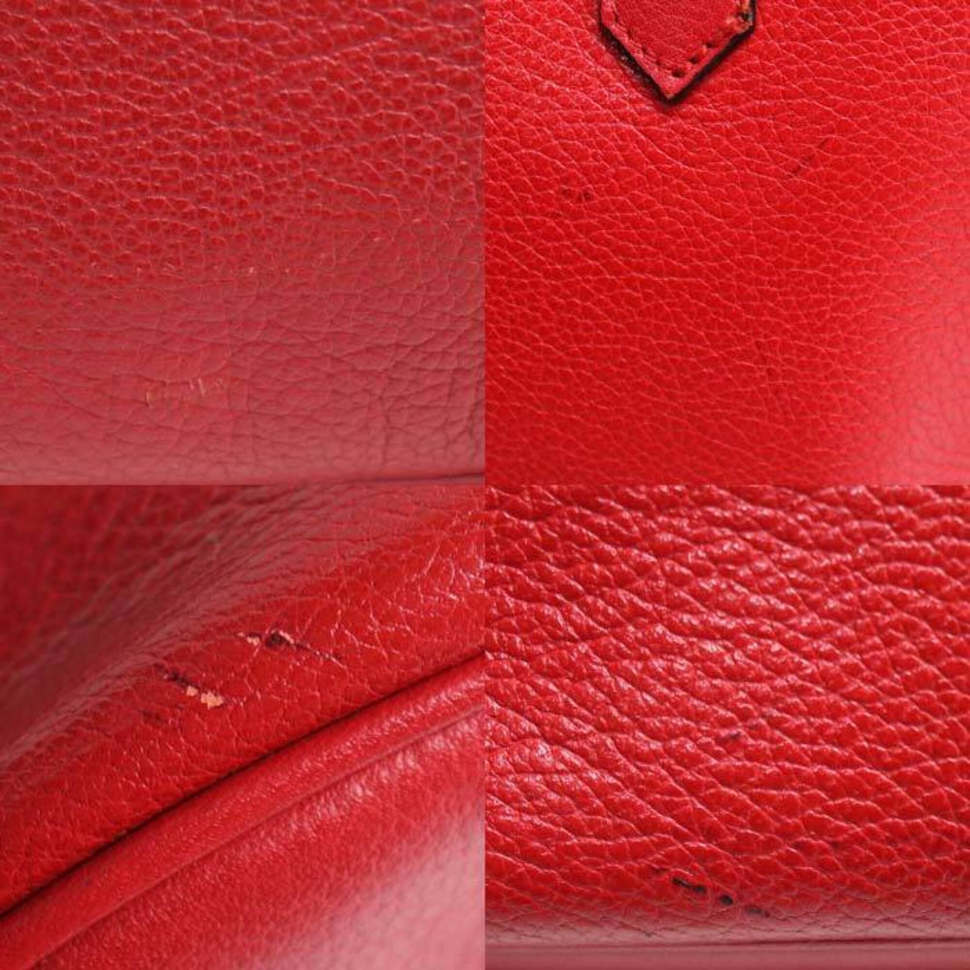 Saint Laurent Red Color Leather Tote Bag (Pre-Owned)
