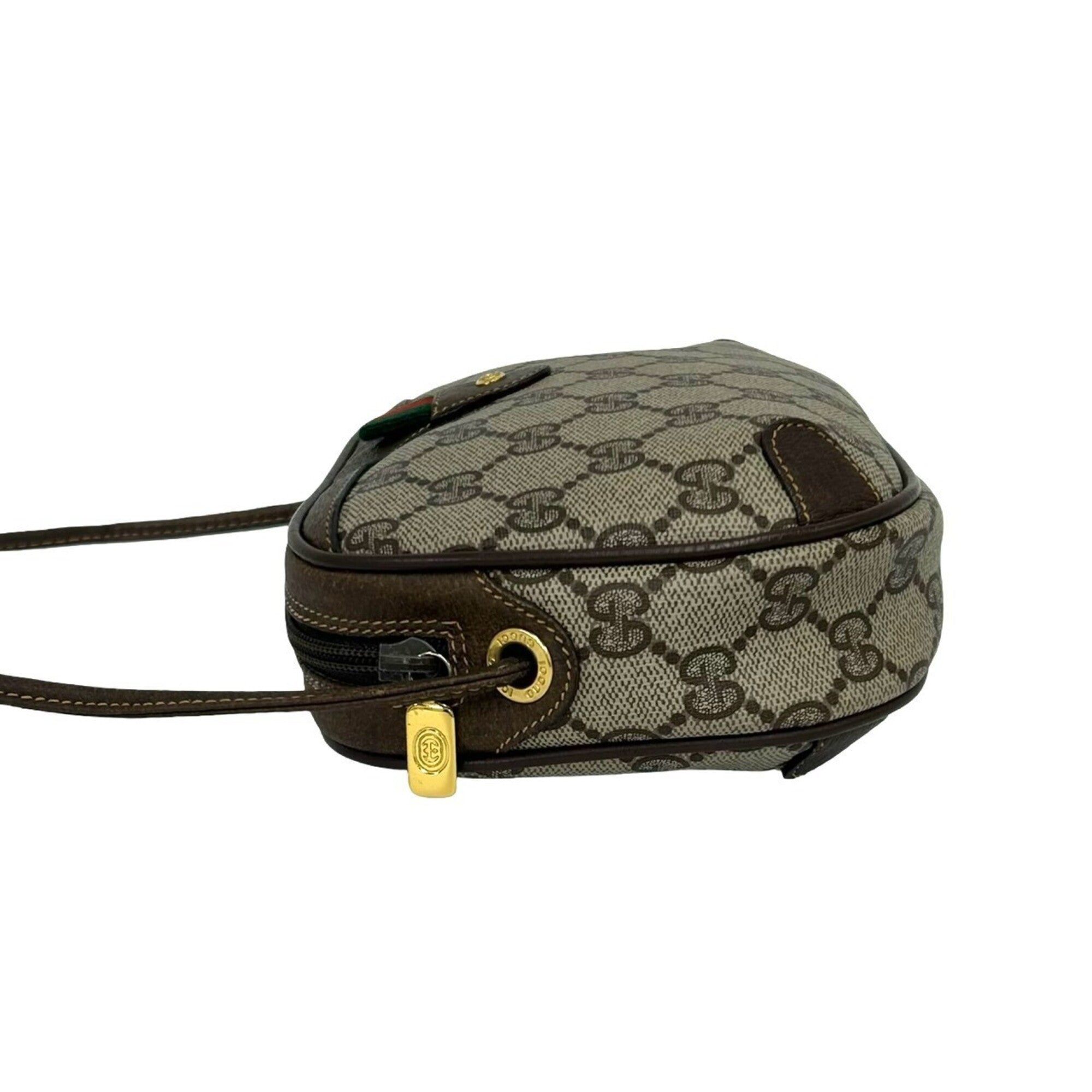Gucci Brown Green Red Color Leather Pvc Pochette Shoulder Bag (Pre-Owned)