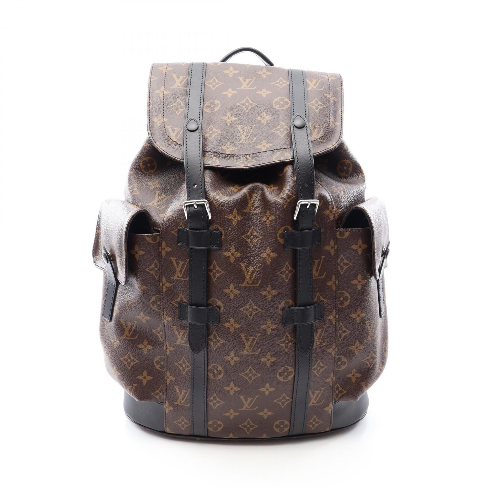 Louis Vuitton Black Brown Coated Canvas Leather Backpack Handbag (Pre-Owned)