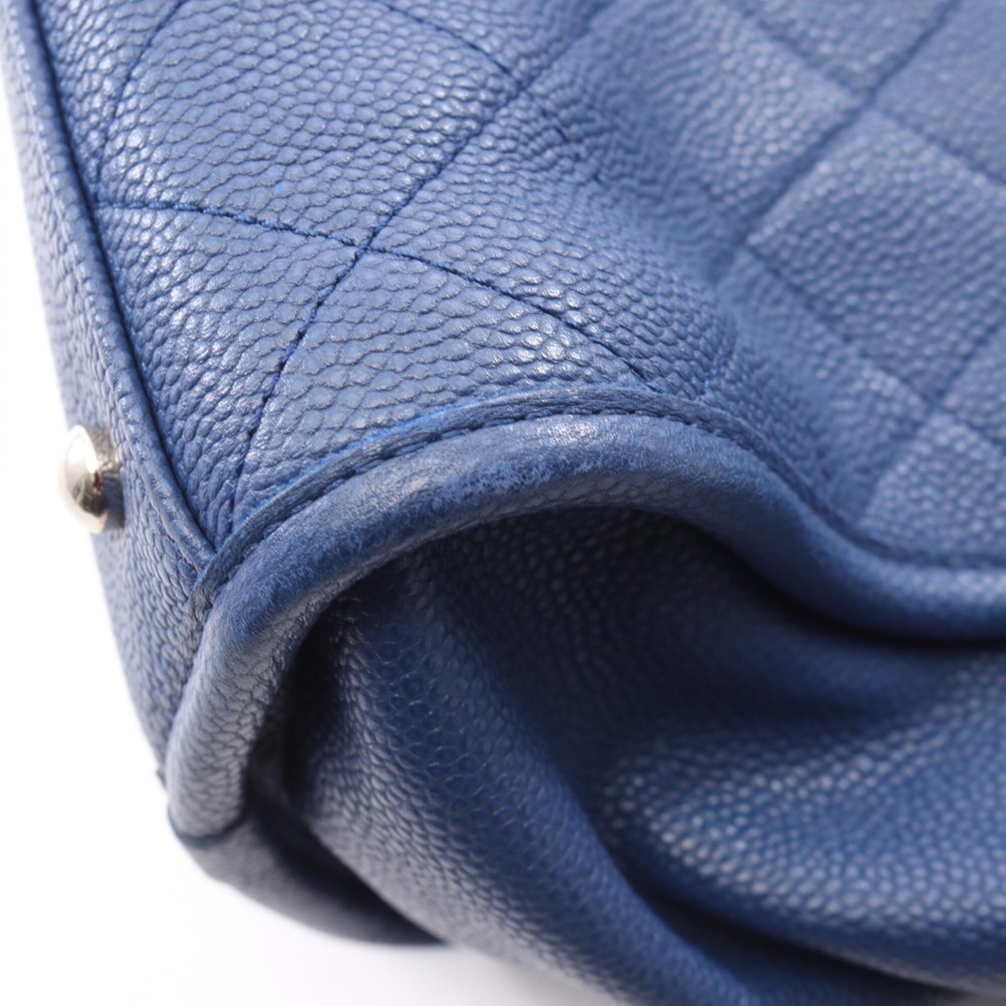 Chanel Blue Grained Calfskin Handbag Tote Bag (Pre-Owned)