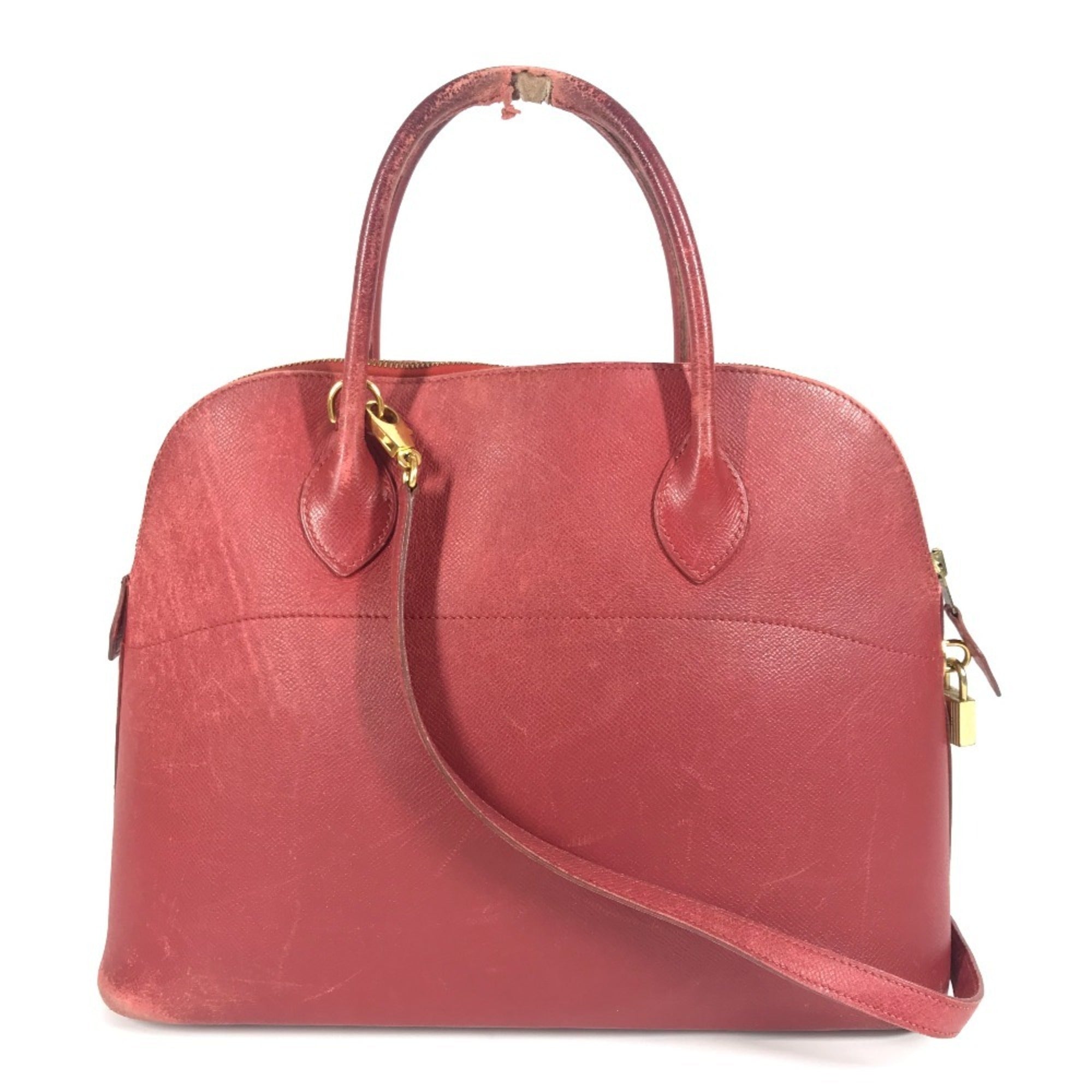 Hermes Red Color Courchevel Leather Handbag Shoulder Bag (Pre-Owned)