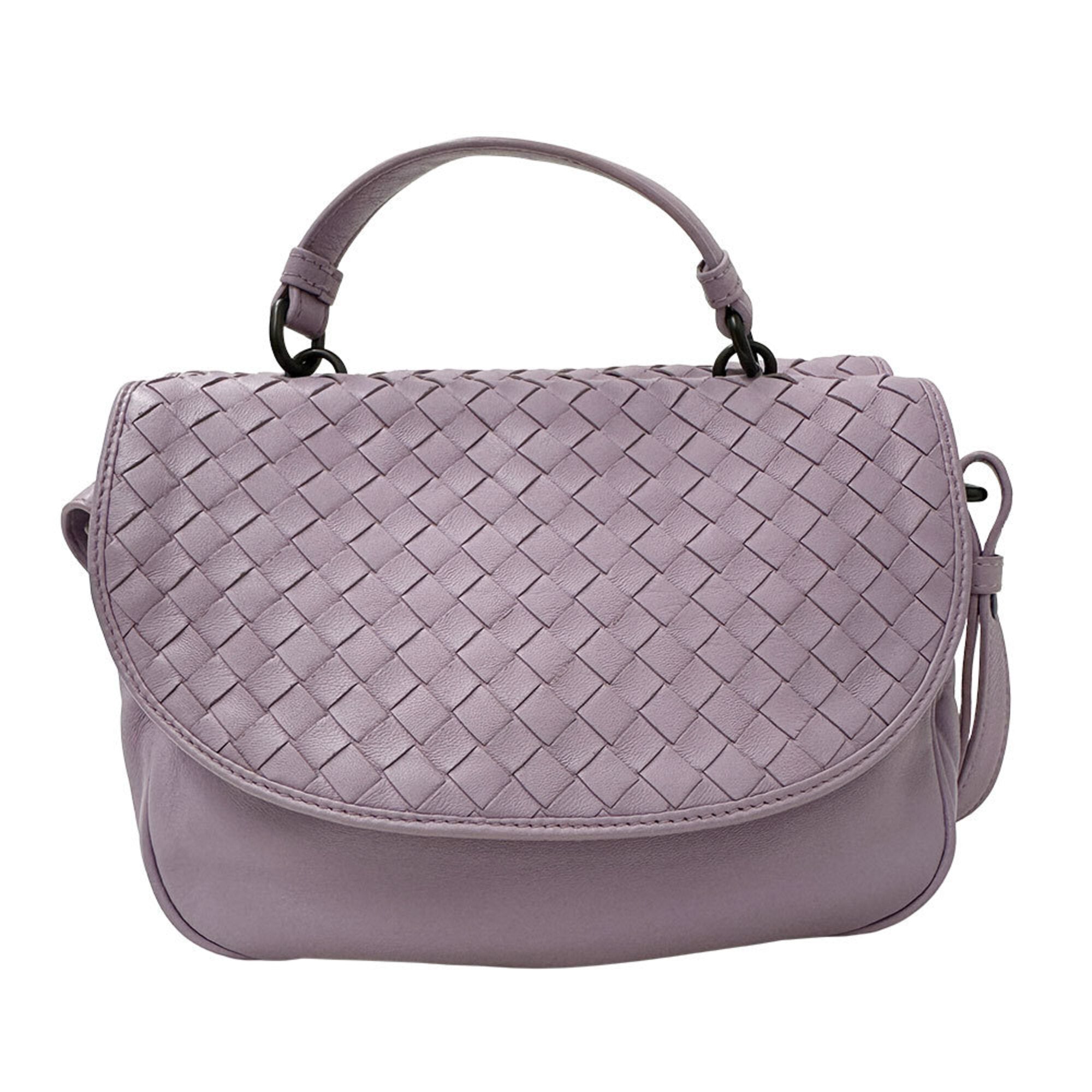 Bottega Veneta Purple Canvas Handbag Shoulder Bag (Pre-Owned)