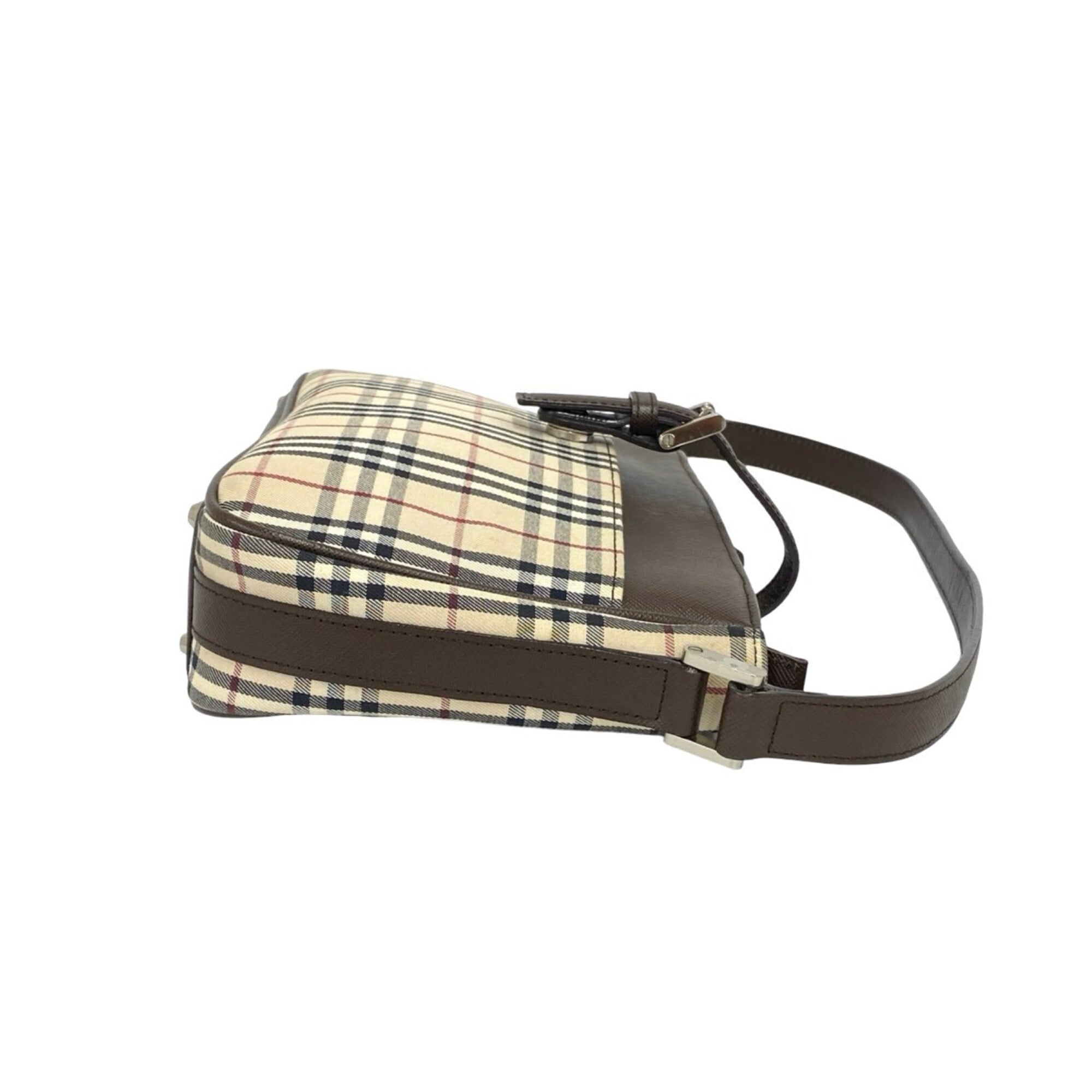 Burberry Beige Brown Canvas Leather Shoulder Bag Tote Bag (Pre-Owned)