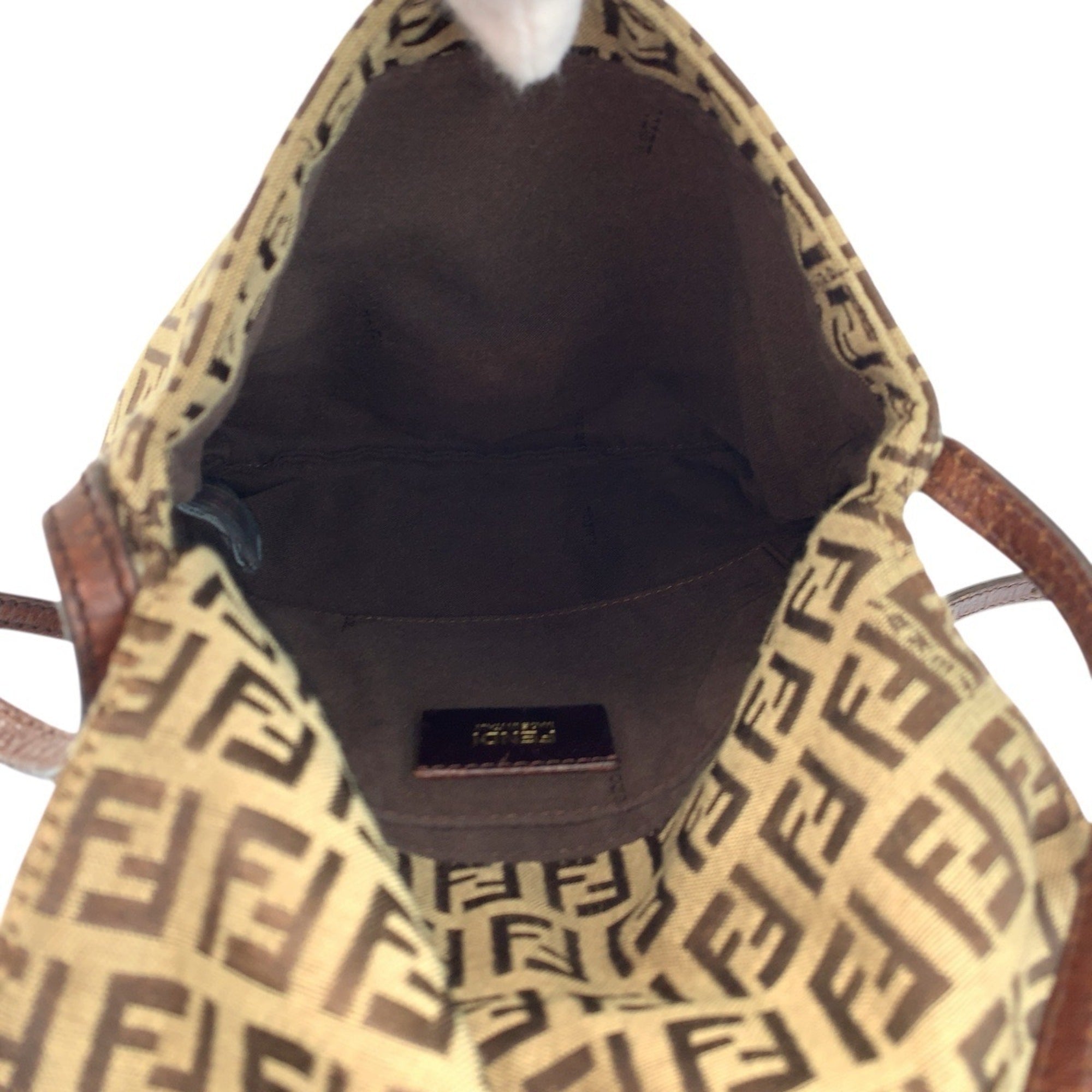 Fendi Brown Canvas Leather Pochette Shoulder Bag (Pre-Owned)