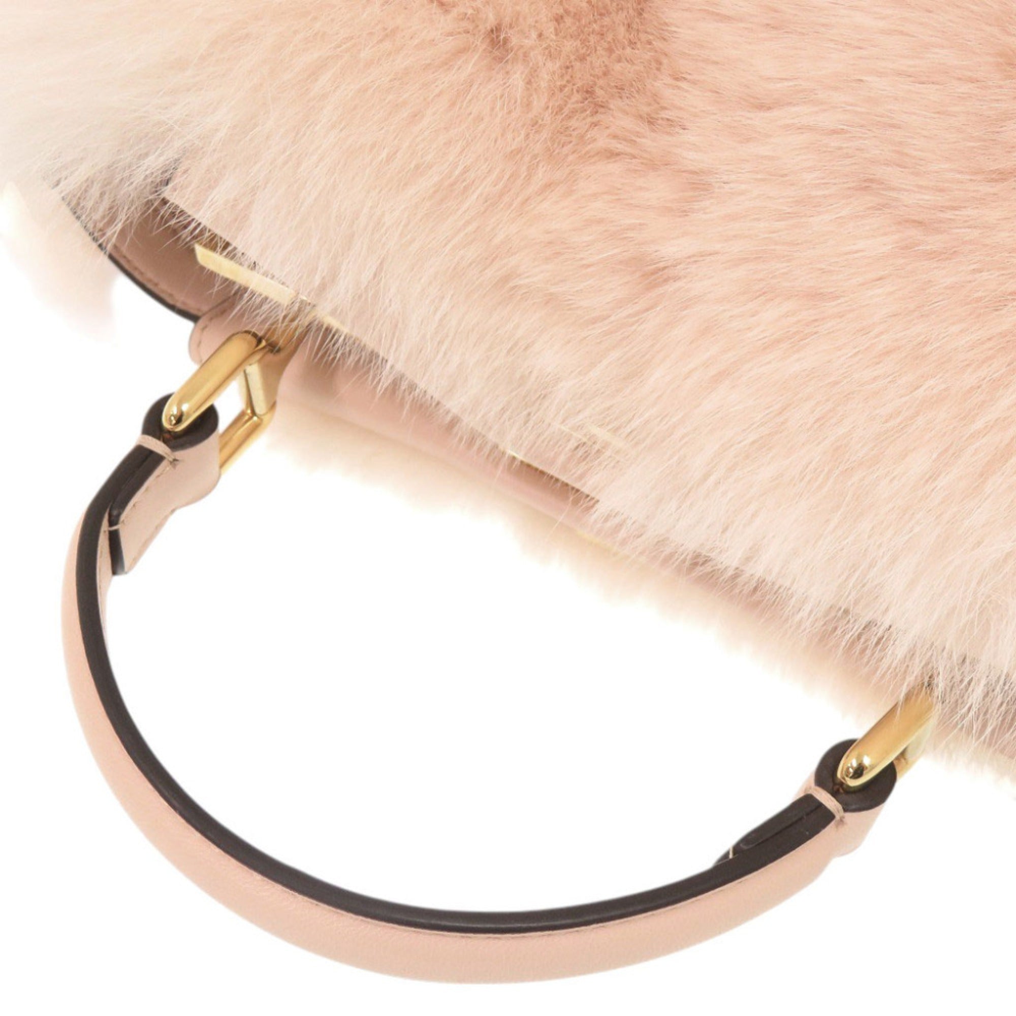 Fendi Pink Leather Fur Handbag Shoulder Bag (Pre-Owned)