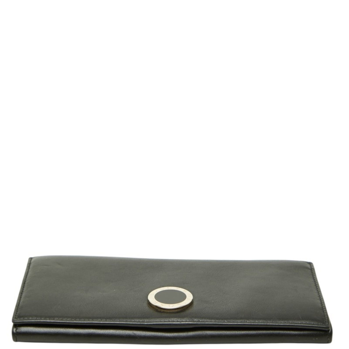 Bvlgari Gold Black Leather Long Wallet (Bi-Fold) (Pre-Owned)