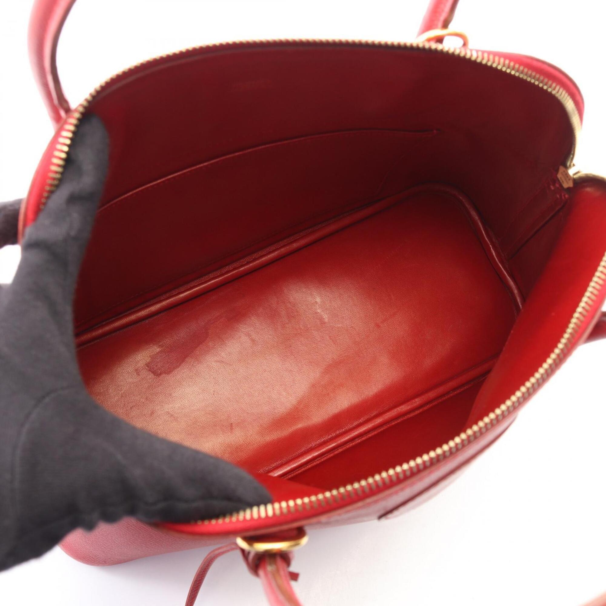 Hermes Red Color Courchevel Leather Handbag (Pre-Owned)