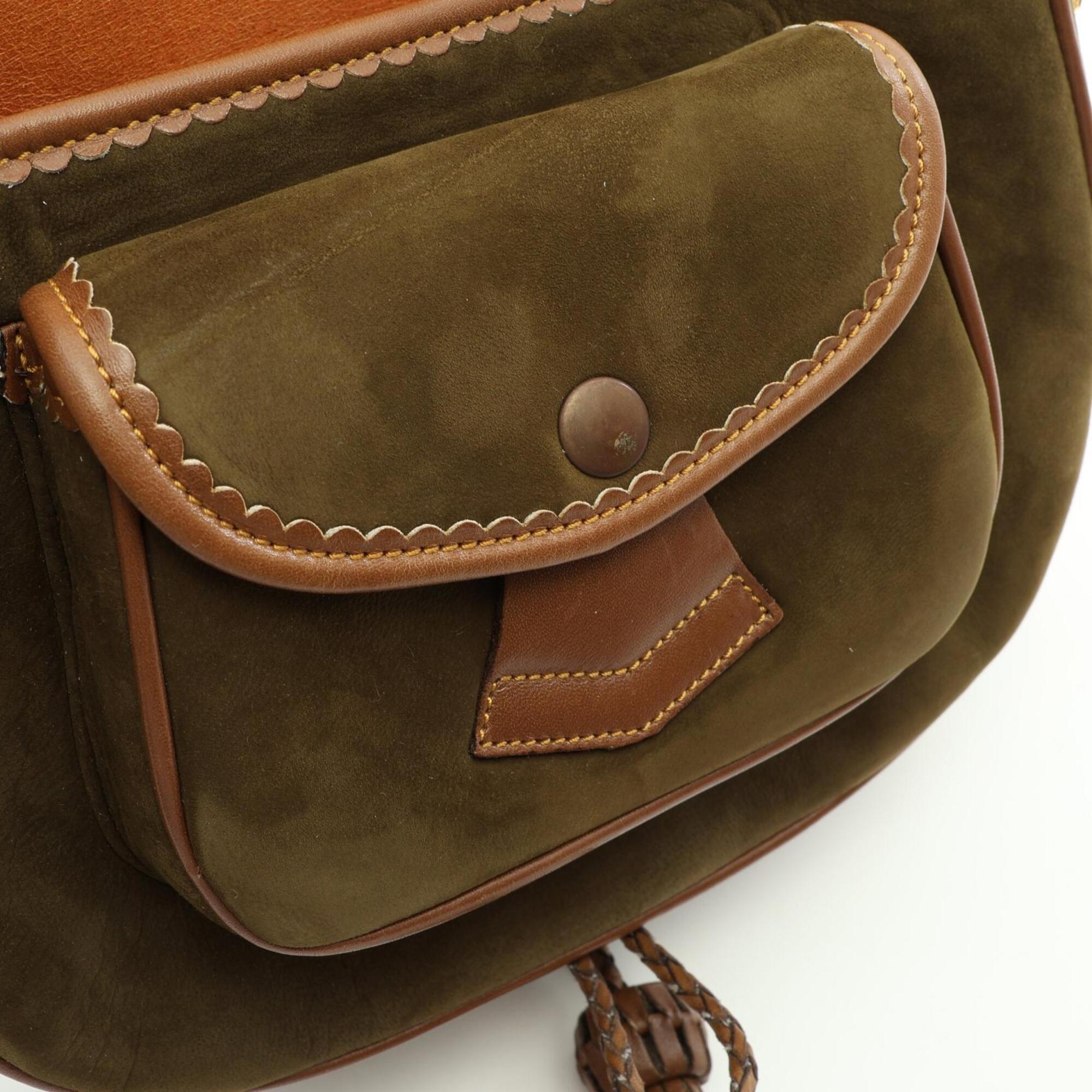Loewe Brown Khaki Suede Leather Handbag Shoulder Bag (Pre-Owned)