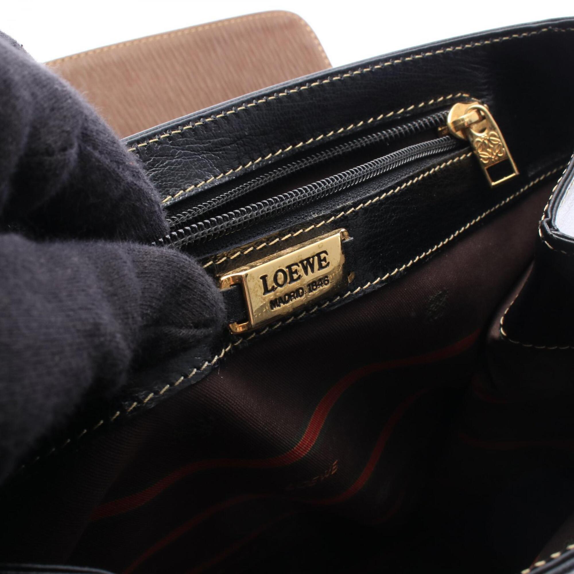 Loewe Black Brown Leather Handbag (Pre-Owned)