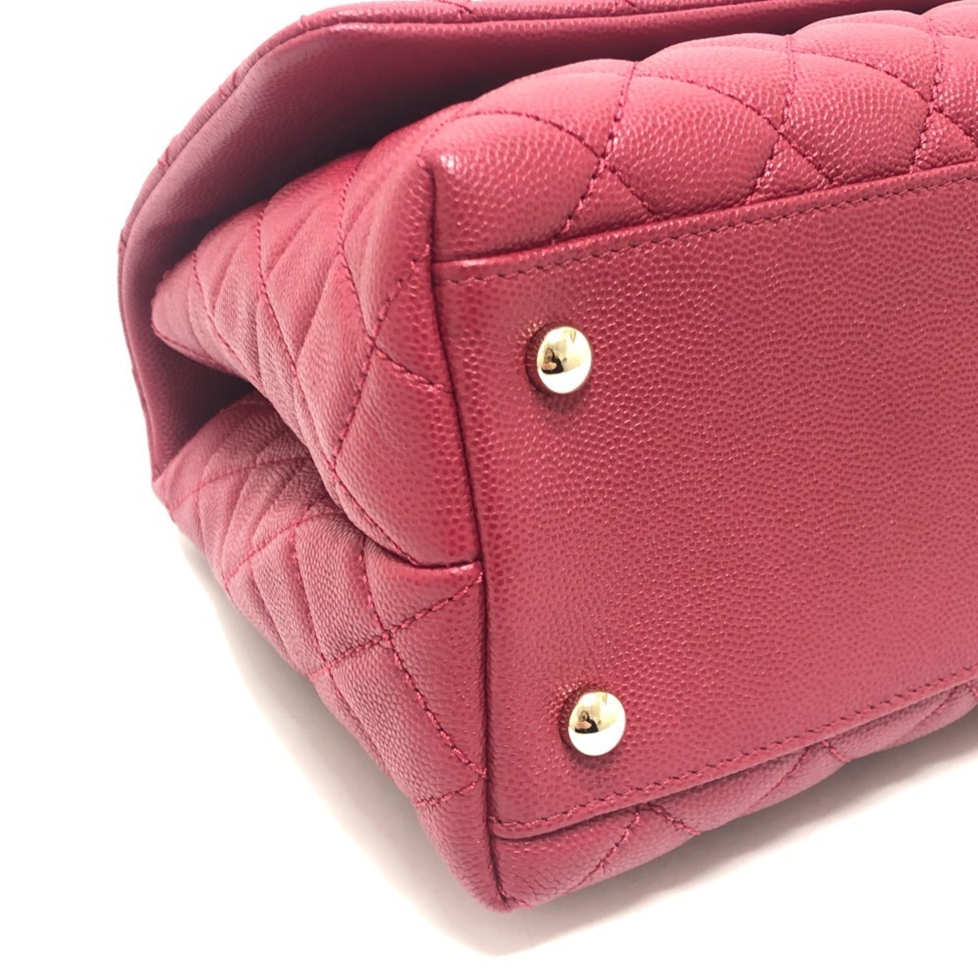 Chanel Matelasse Red Color Grained Calfskin Handbag Shoulder Bag (Pre-Owned)