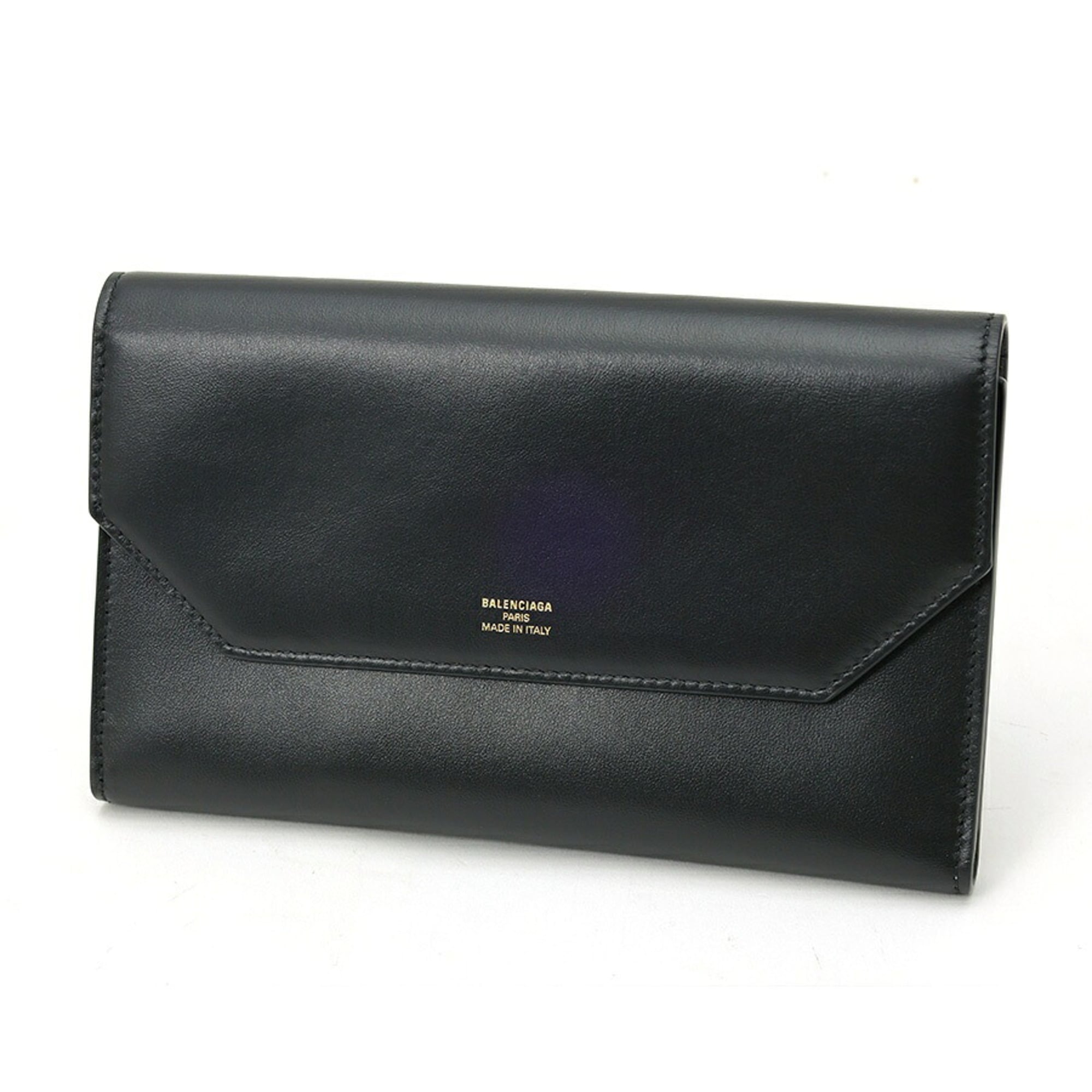 Balenciaga Black Gray Leather Long Wallet (Bi-Fold) (Pre-Owned)
