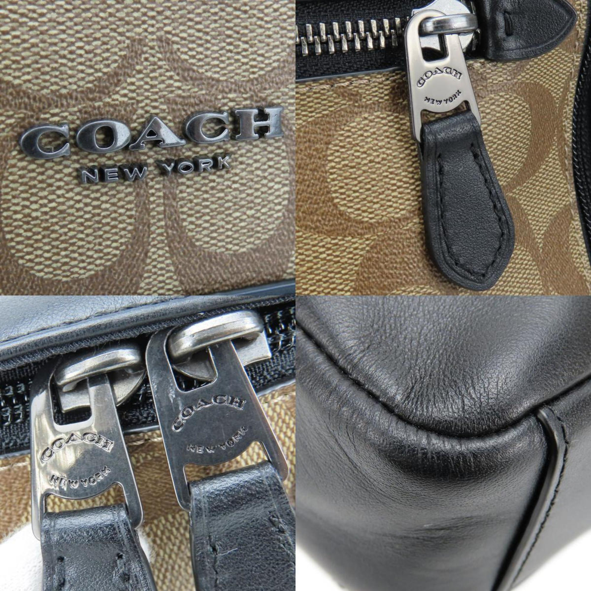 Coach Black Khaki Pvc Leather Shoulder Bag Sling Bag (Pre-Owned)