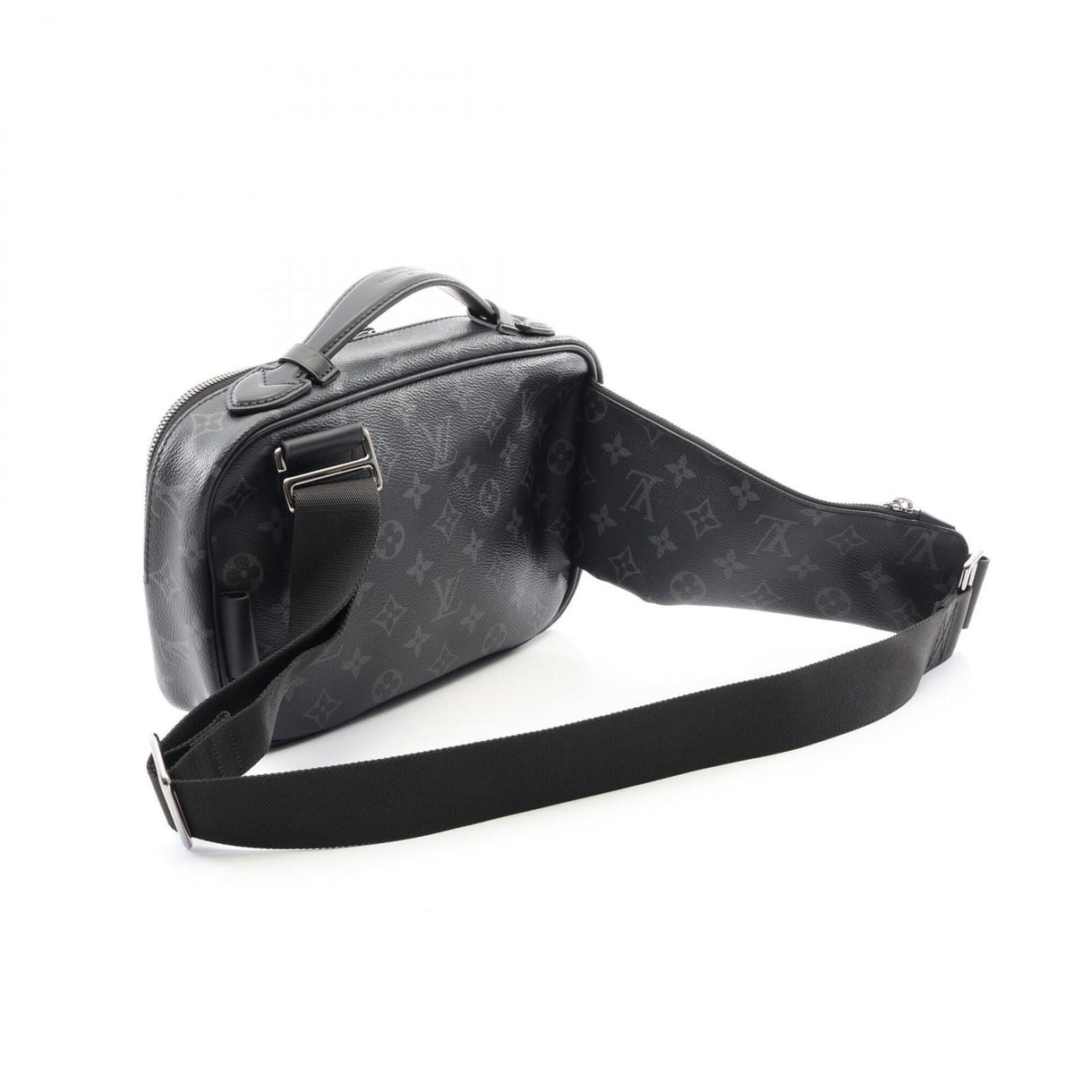 Louis Vuitton Black Coated Canvas Leather Fanny Pack Handbag (Pre-Owned)