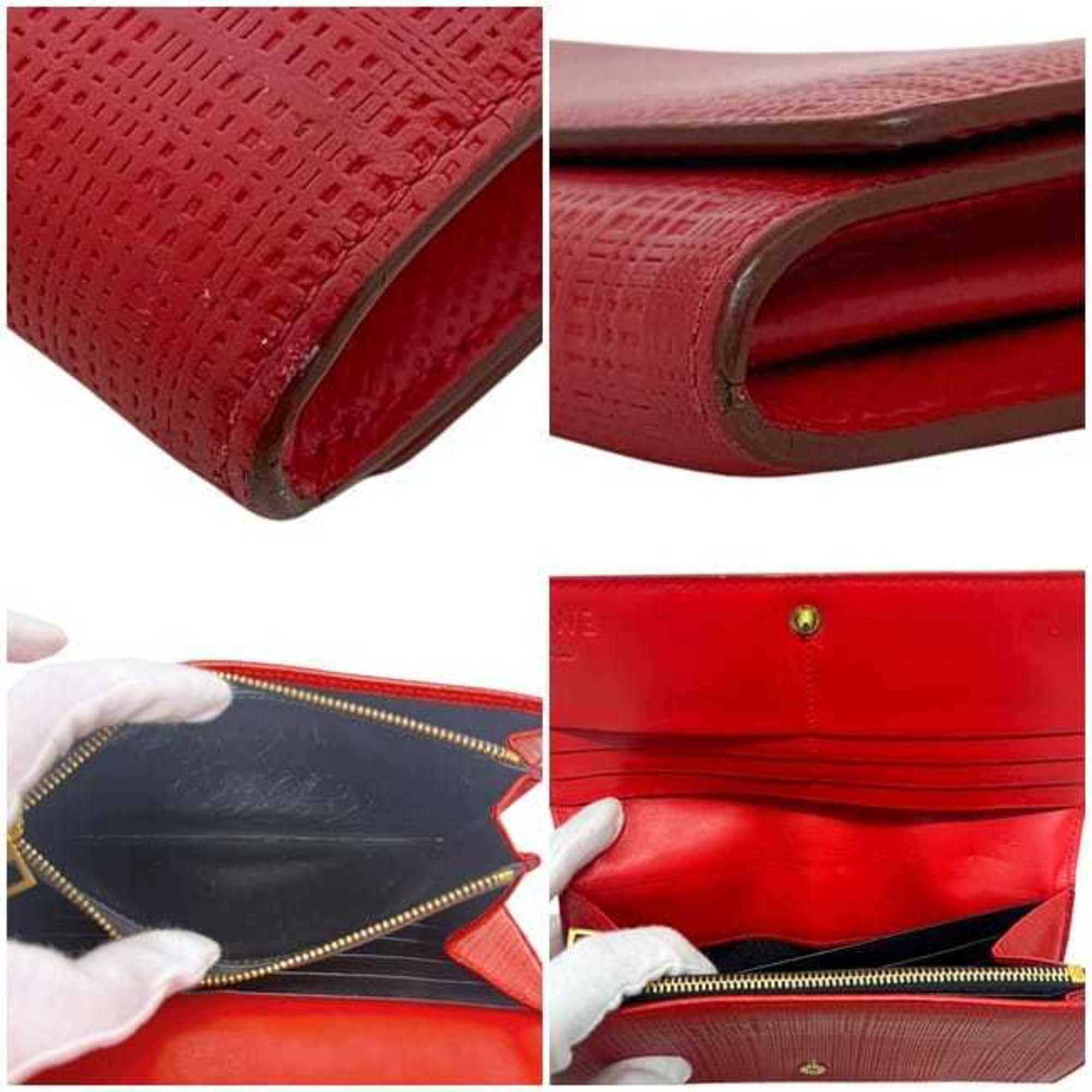 Loewe Red Color Leather Long Wallet (Bi-Fold) (Pre-Owned)