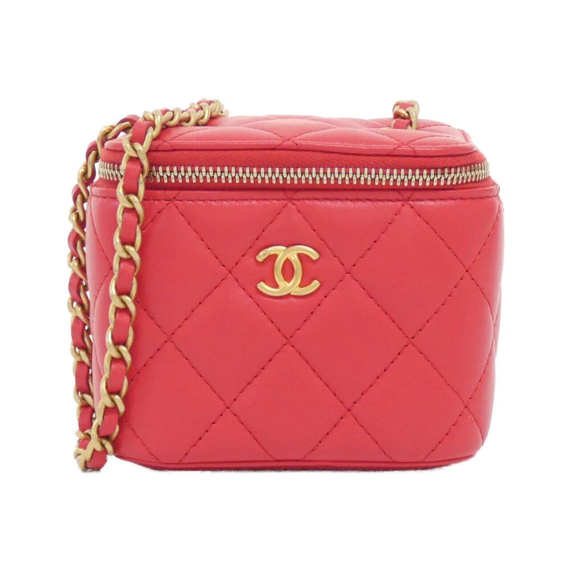 Chanel Red Color Leather Shoulder Bag (Pre-Owned)