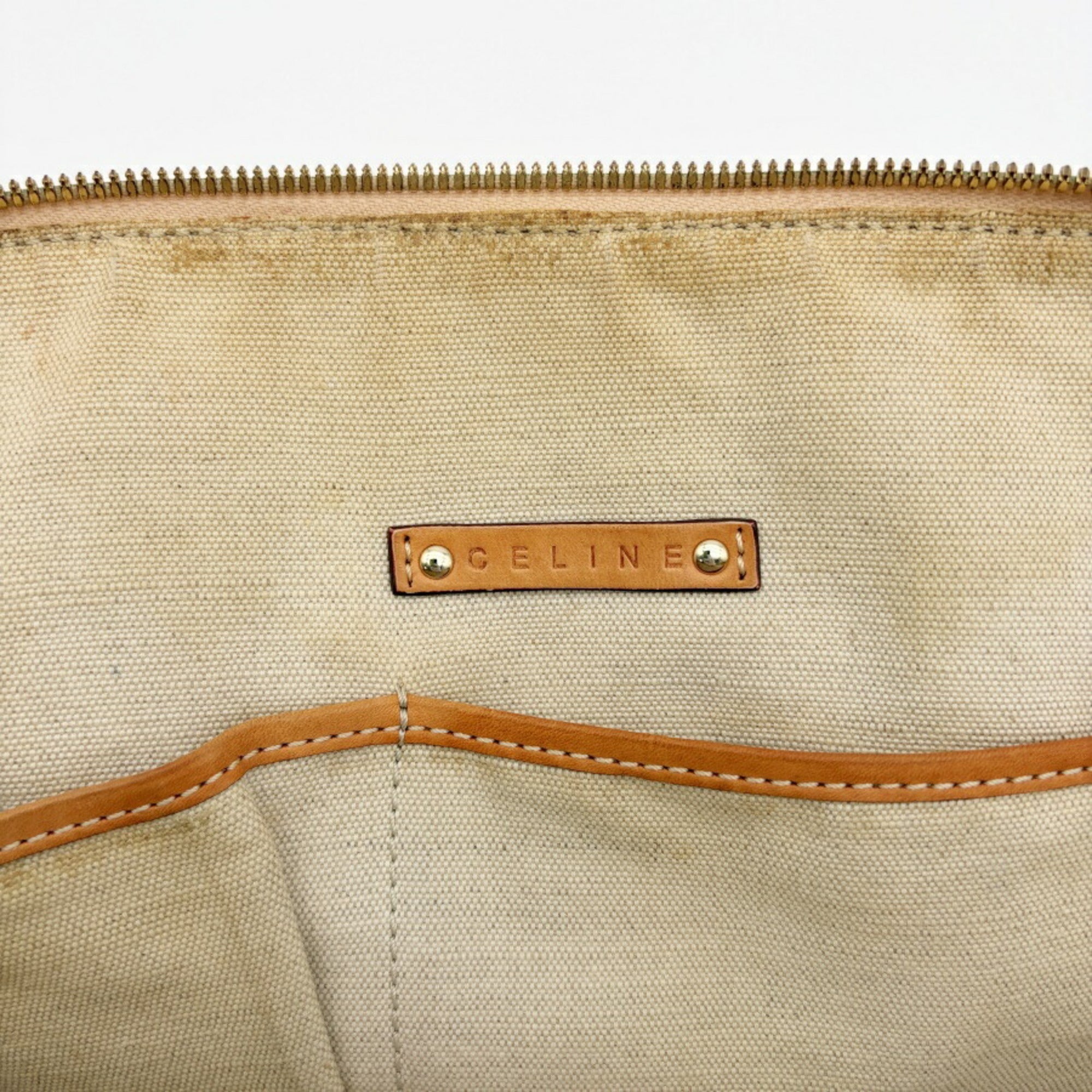 Celine Gray White Pvc Leather Boston Bag Handbag (Pre-Owned)