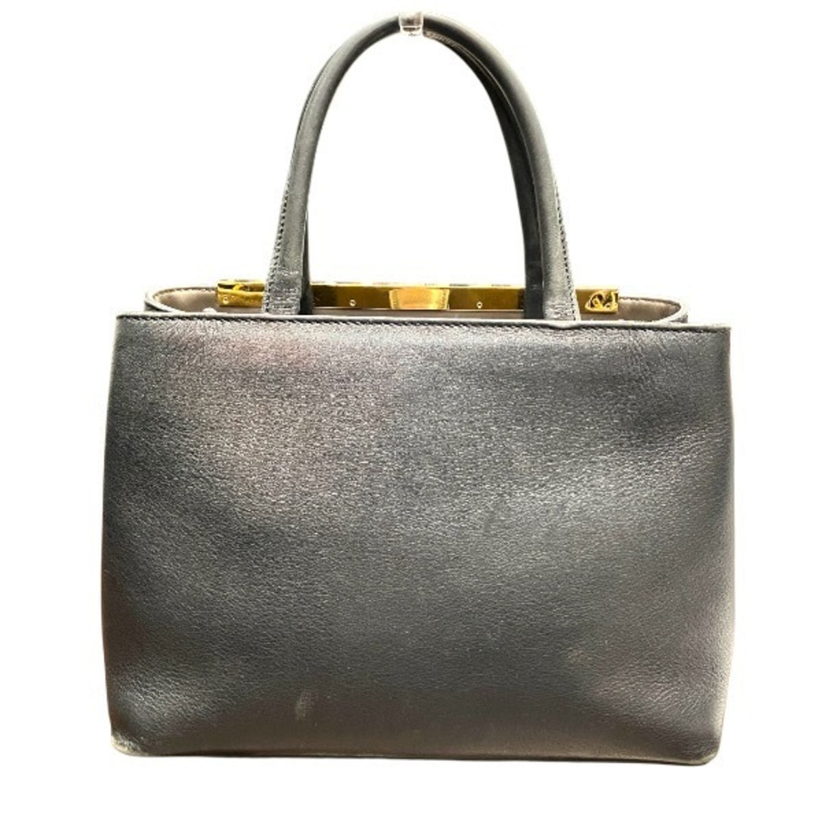 Fendi 2Jours Black Leather Handbag Shoulder Bag (Pre-Owned)