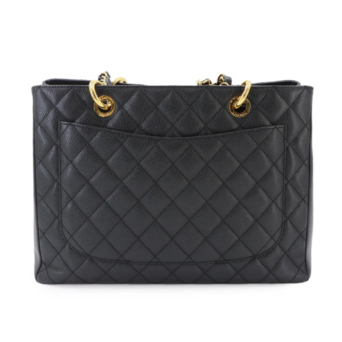 Chanel Matelasse Black Grained Calfskin Handbag Tote Bag (Pre-Owned)