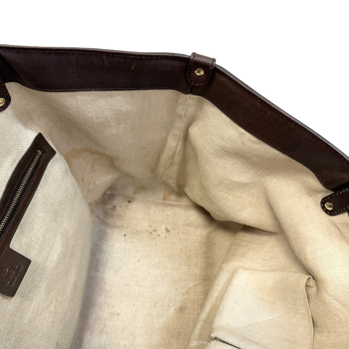 Gucci Brown Canvas Leather Tote Bag (Pre-Owned)