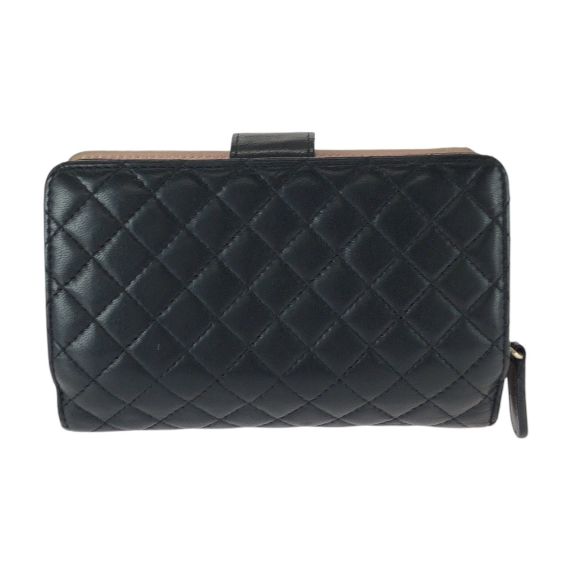 Chanel Black Pink Leather Middle Wallet (Bi-Fold) (Pre-Owned)