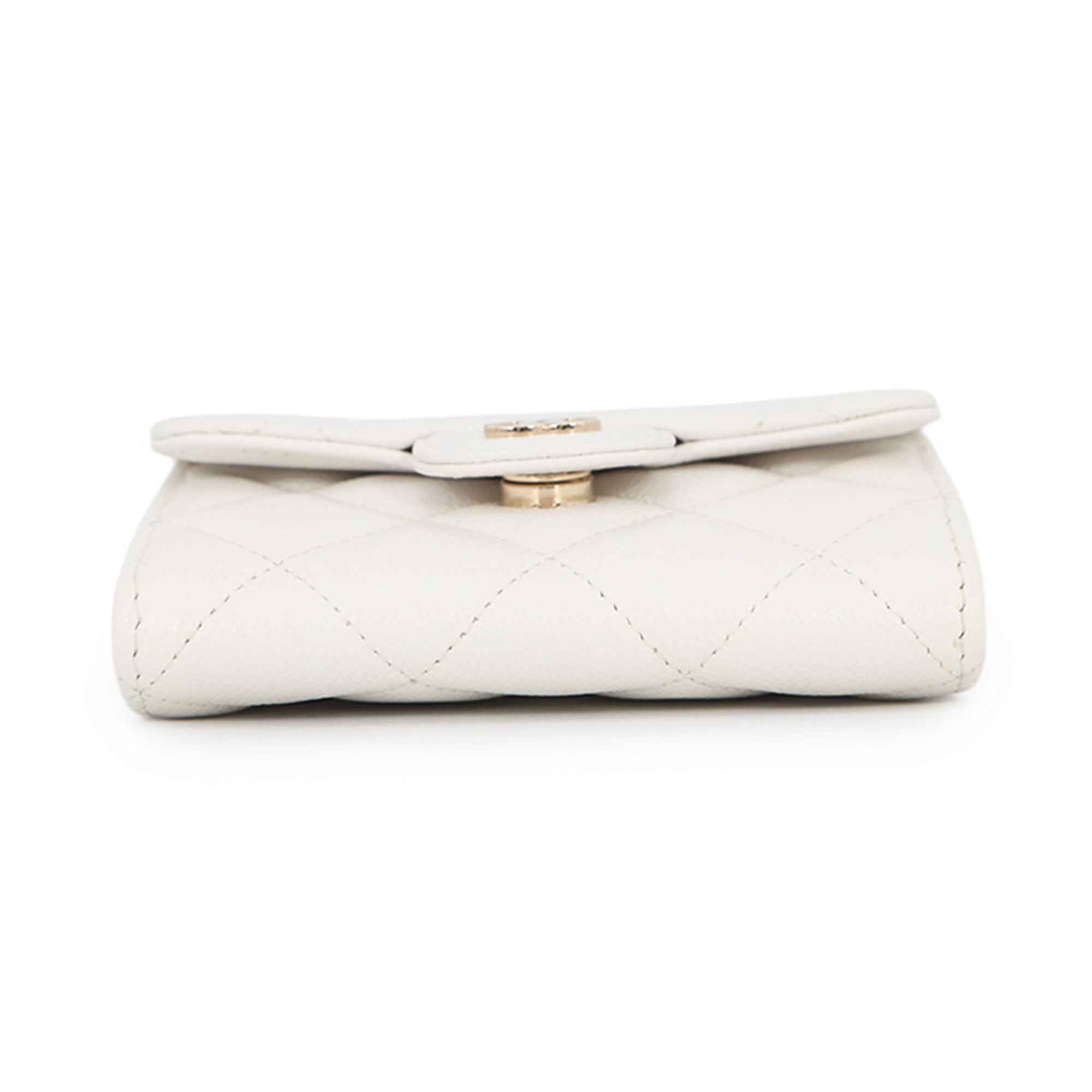 Chanel Champagne Gold White Grained Calfskin Chain/Shoulder Wallet (Pre-Owned)