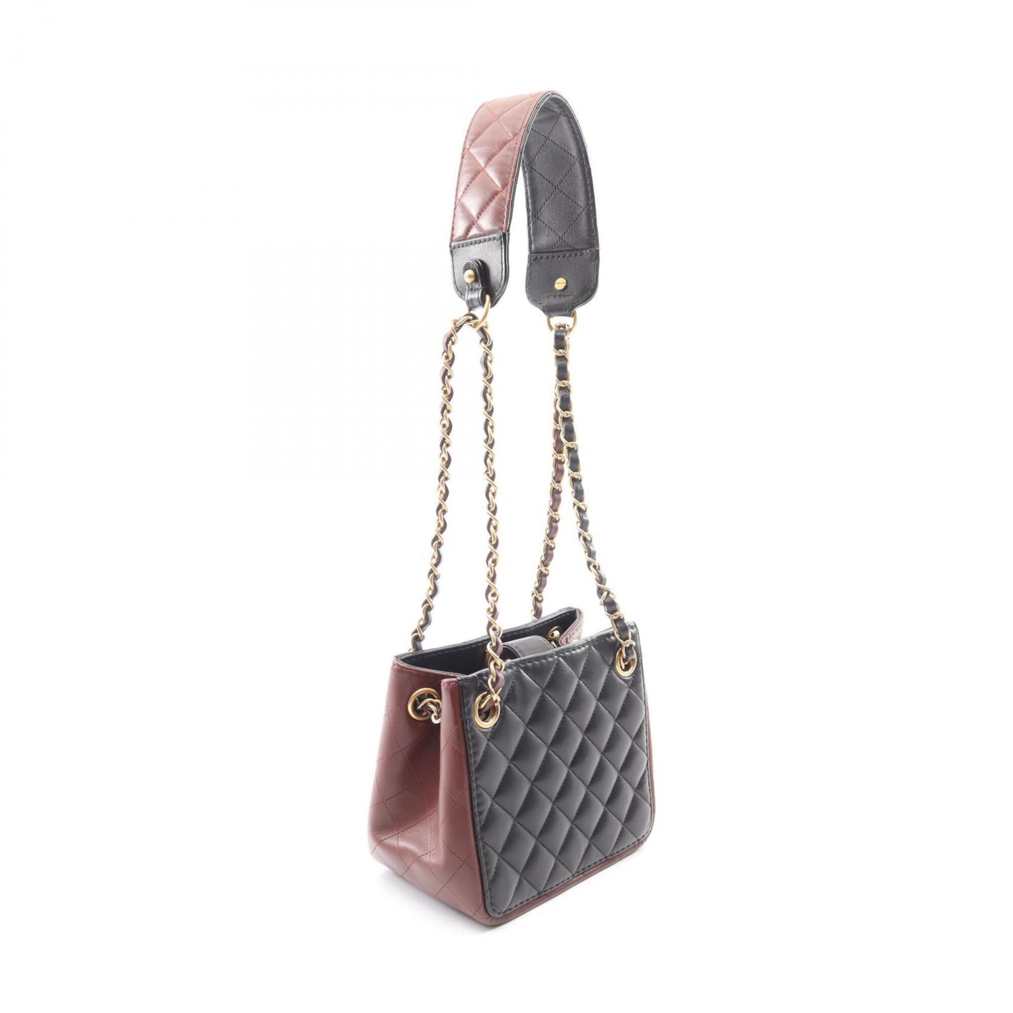 Chanel Black Brown Leather Handbag Shoulder Bag (Pre-Owned)