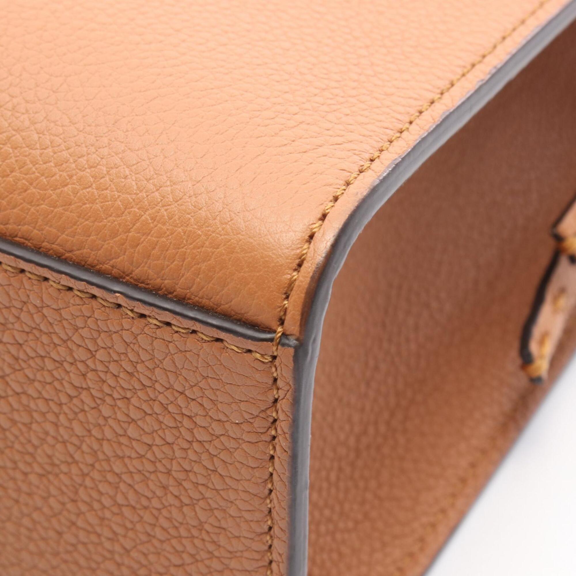 Fendi Brown Leather Handbag Tote Bag (Pre-Owned)