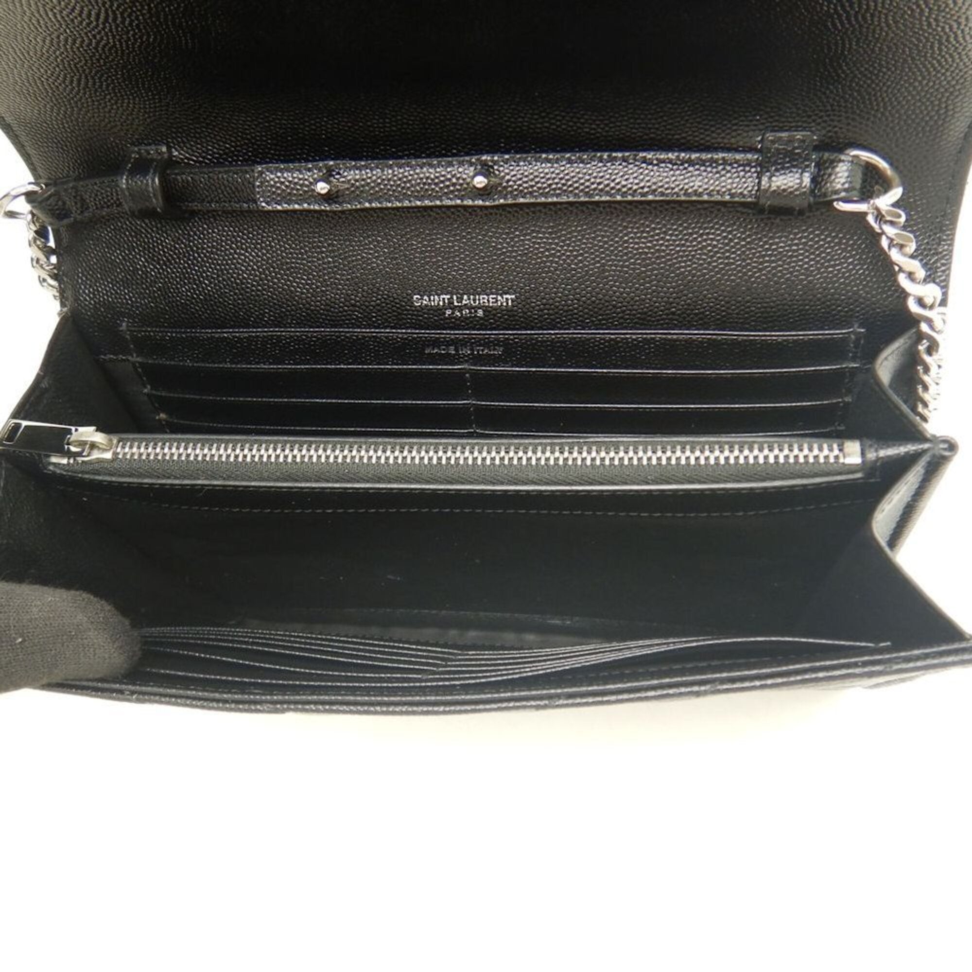 Yves Saint Laurent Black Leather Chain/Shoulder Wallet (Pre-Owned)