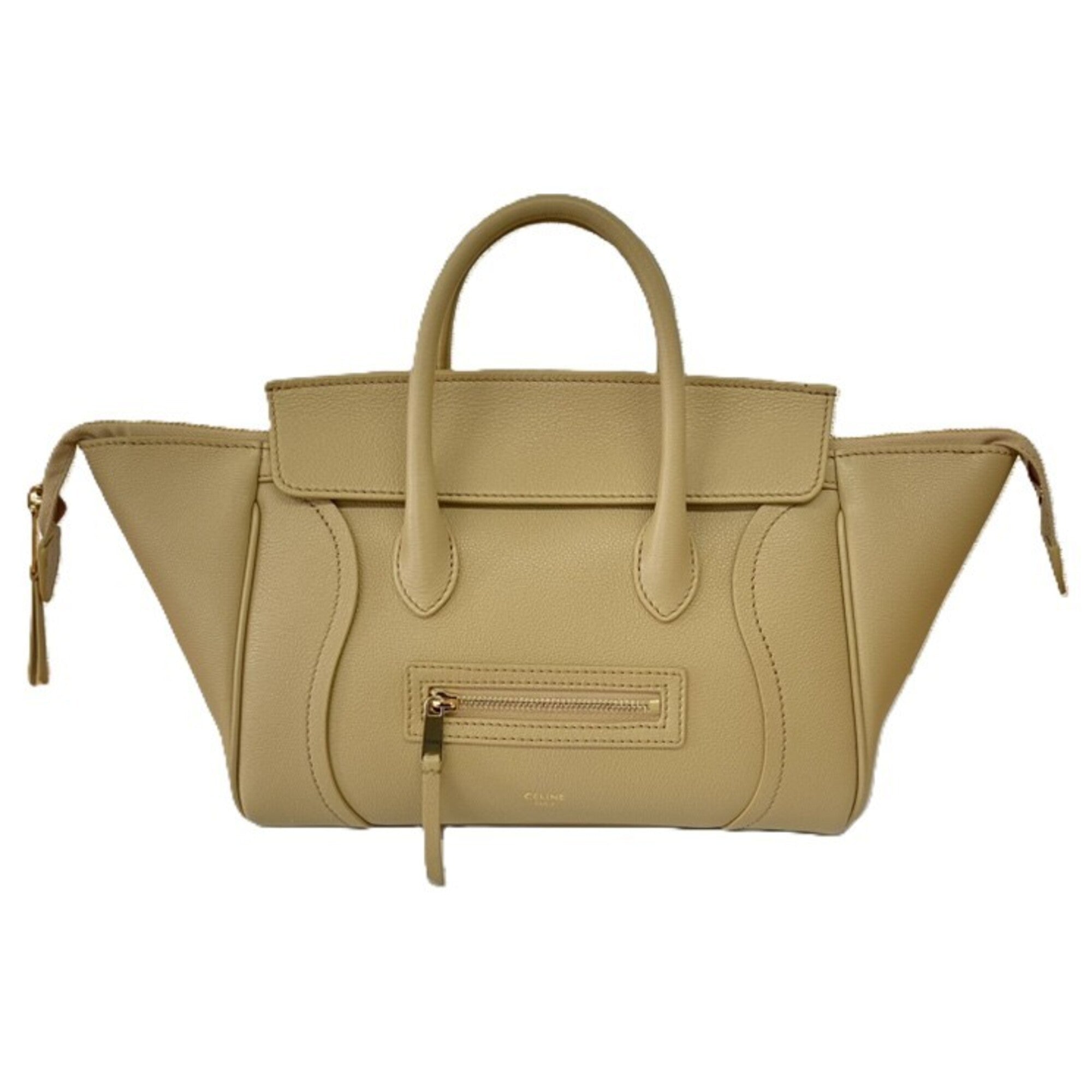 Celine Beige Leather Shoulder Bag (Pre-Owned)