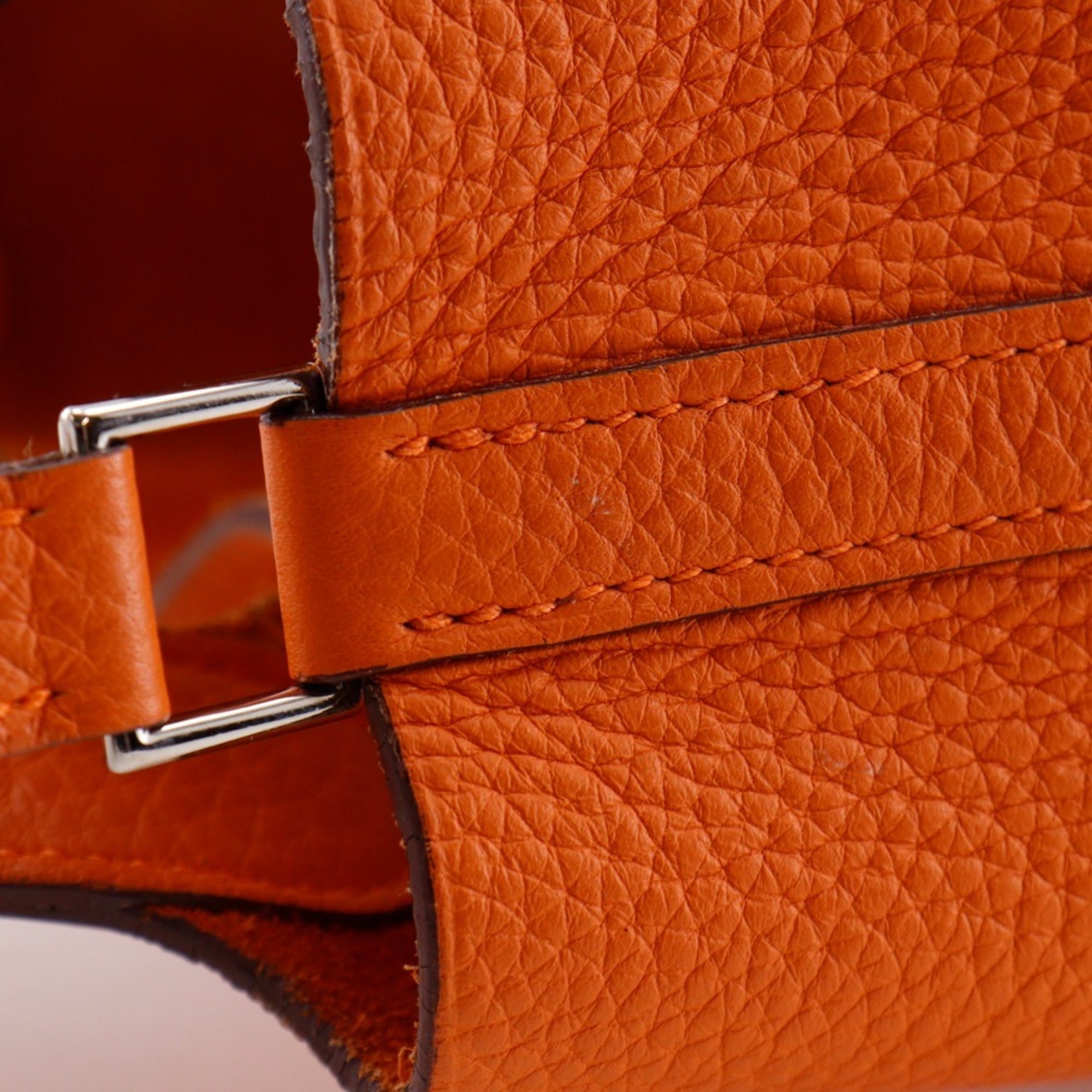Hermes Orange Taurillon Clemence Leather Handbag (Pre-Owned)