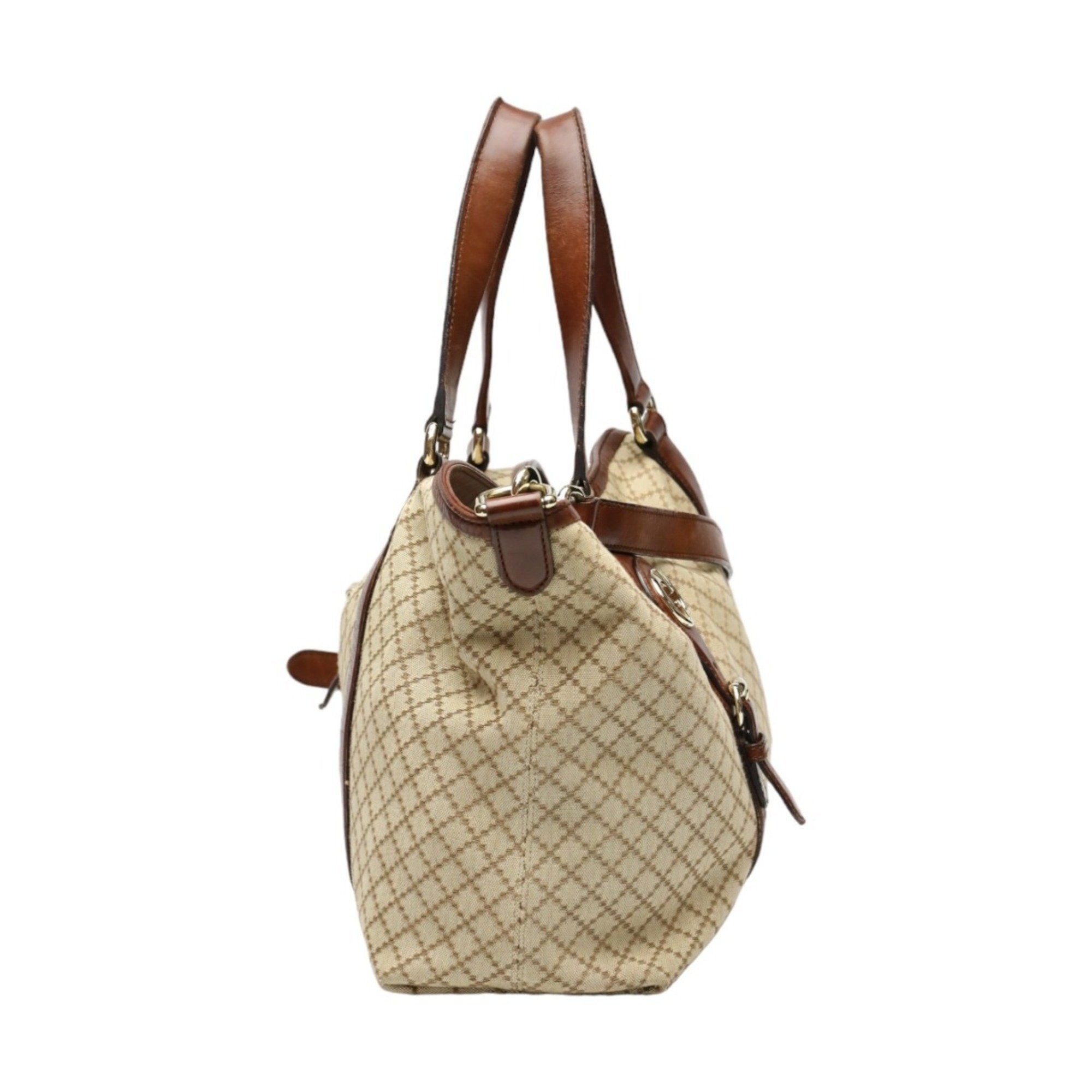 Gucci Brown Canvas Shoulder Bag Tote Bag (Pre-Owned)